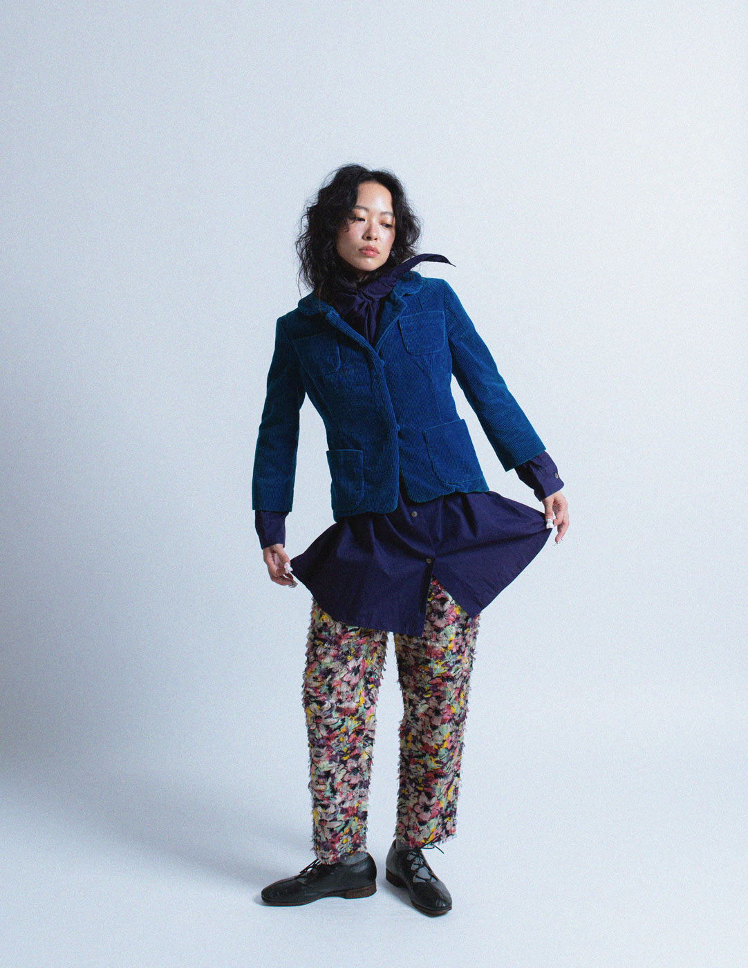 Jean Paul Gaultier vintage feathered floral trousers