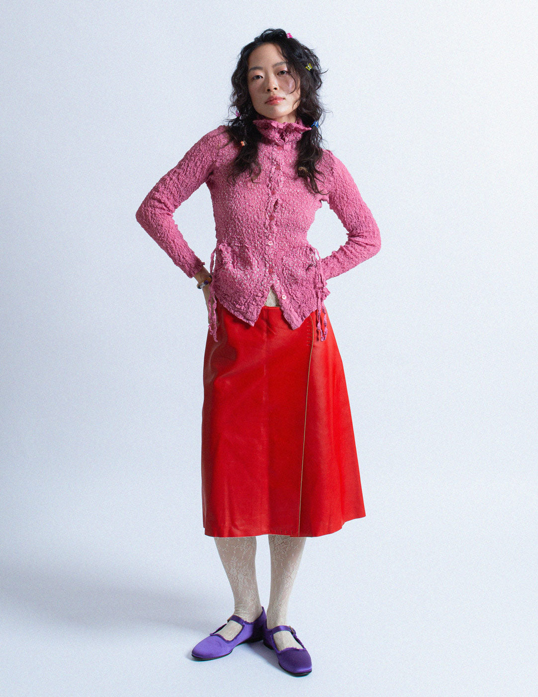 Jil Sander vintage red leather skirt