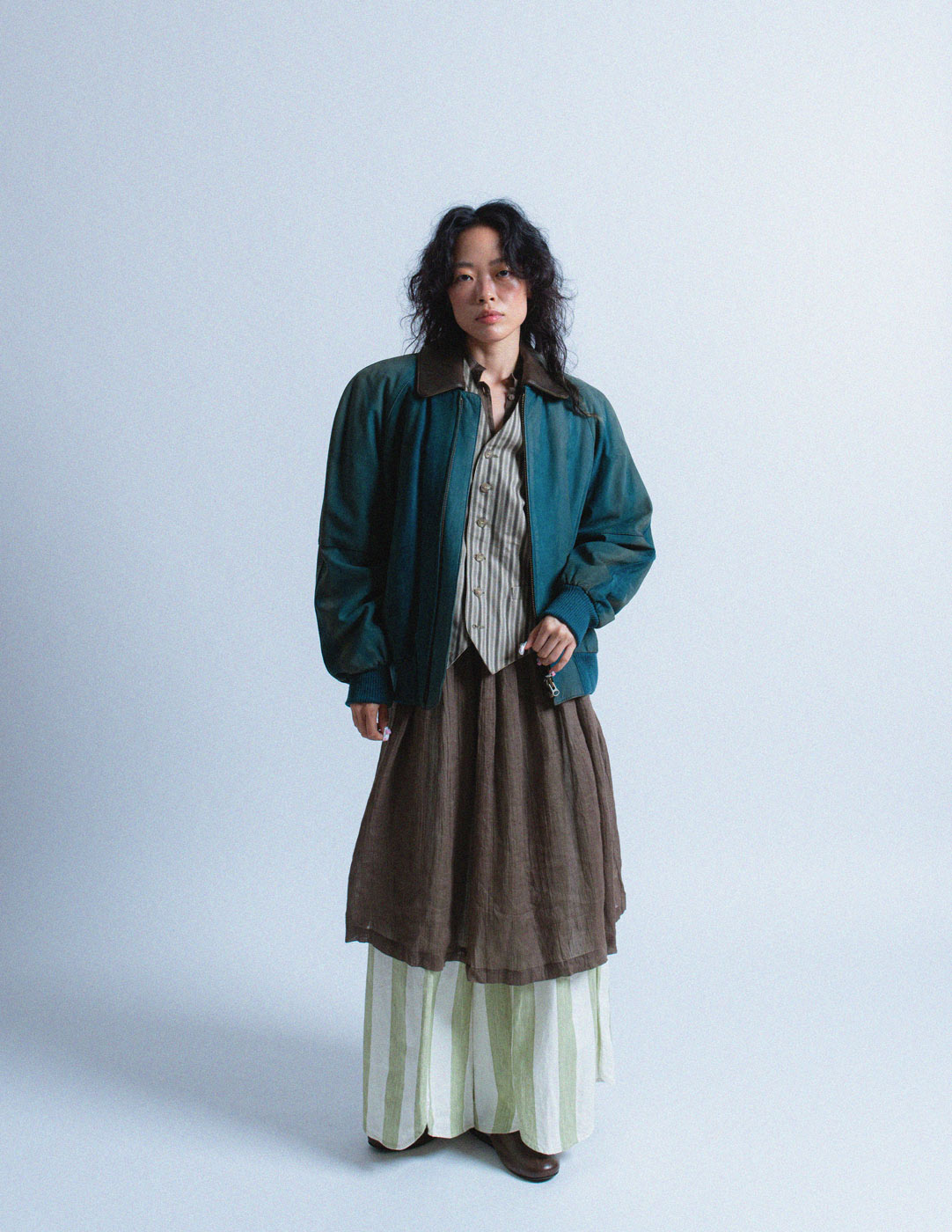 Loewe vintage teal wash leather bomber