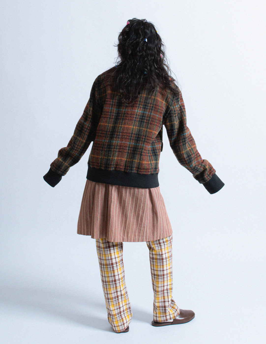 Romeo Gigli plaid wool zip up jacket back view