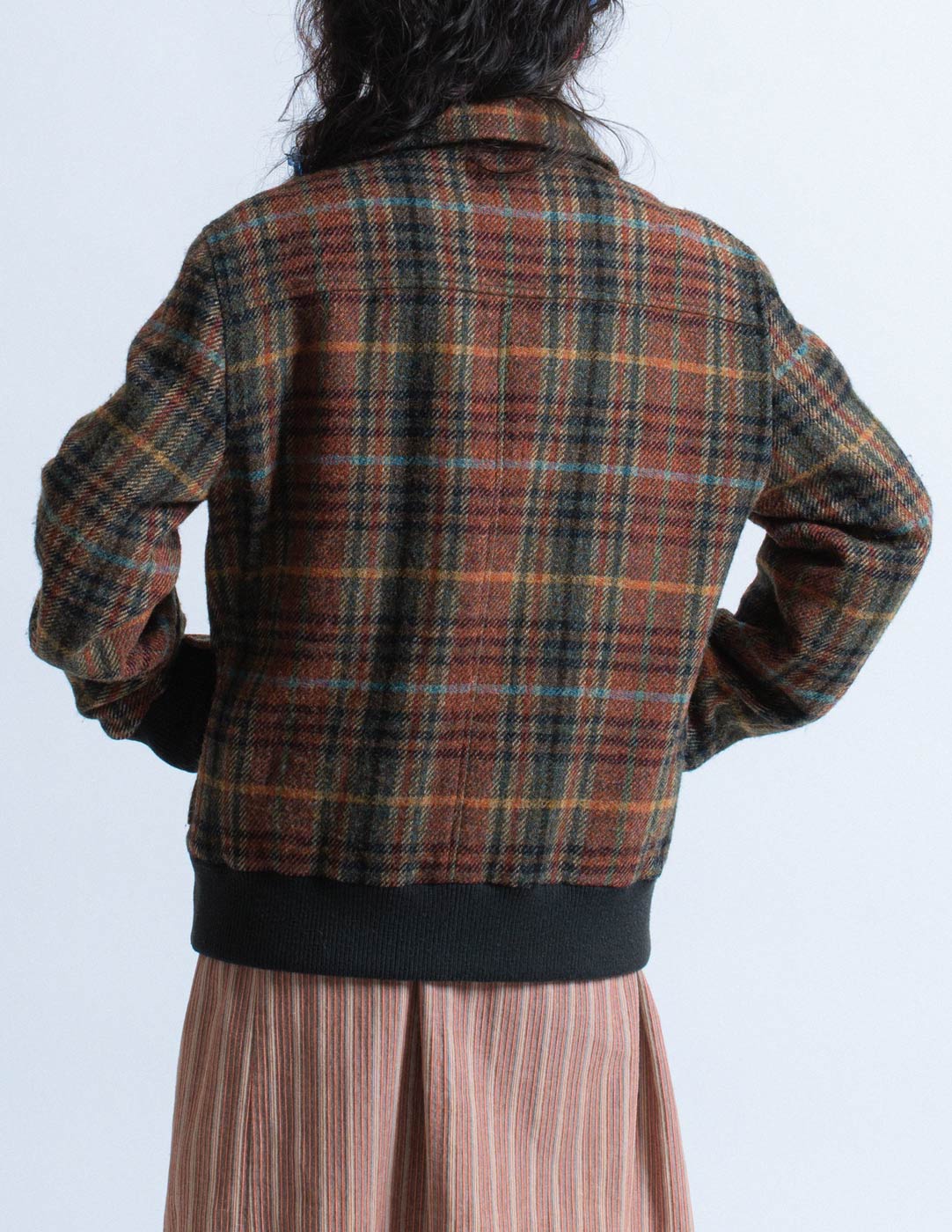 Romeo Gigli plaid wool zip up jacket back detail