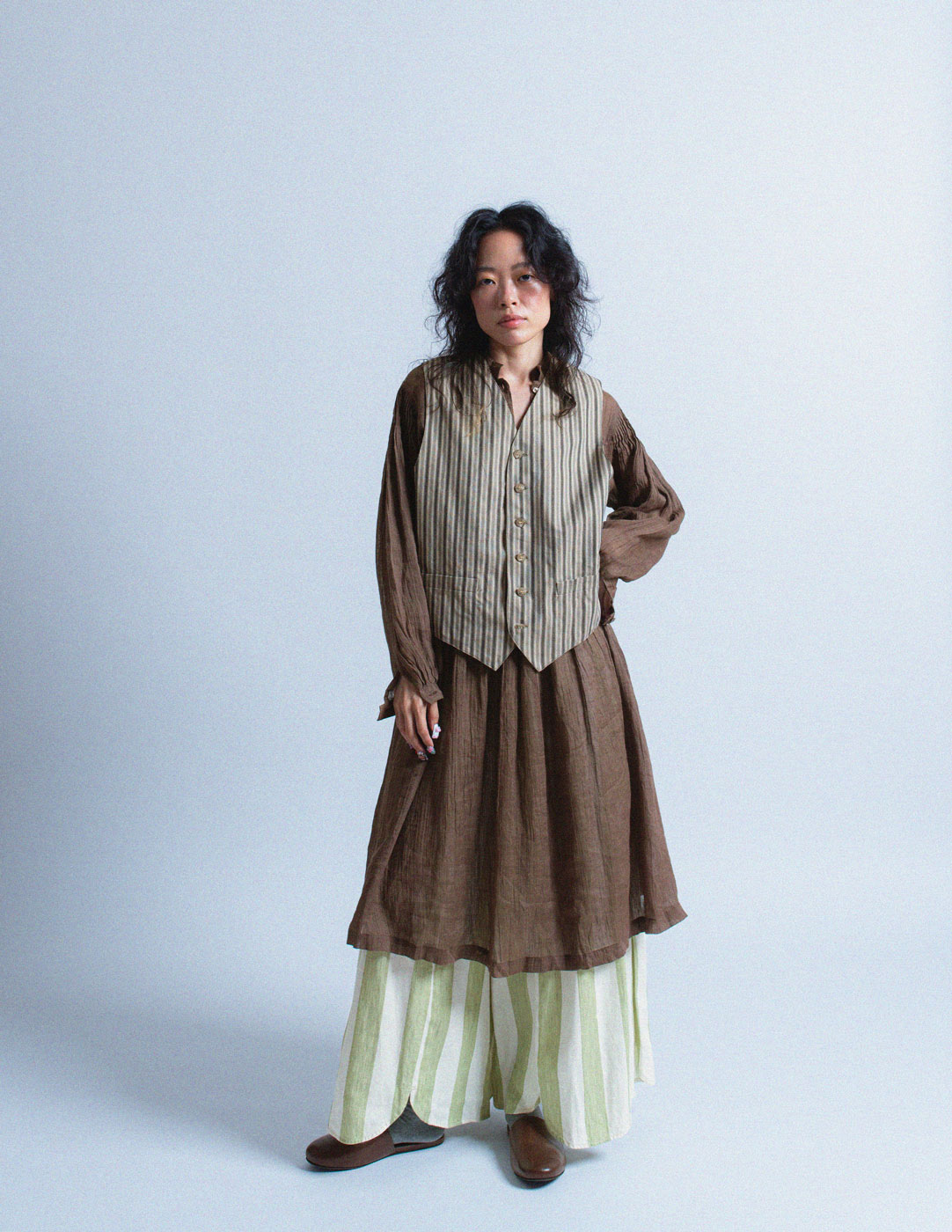 Romeo Gigli vintage gray striped cotton vest