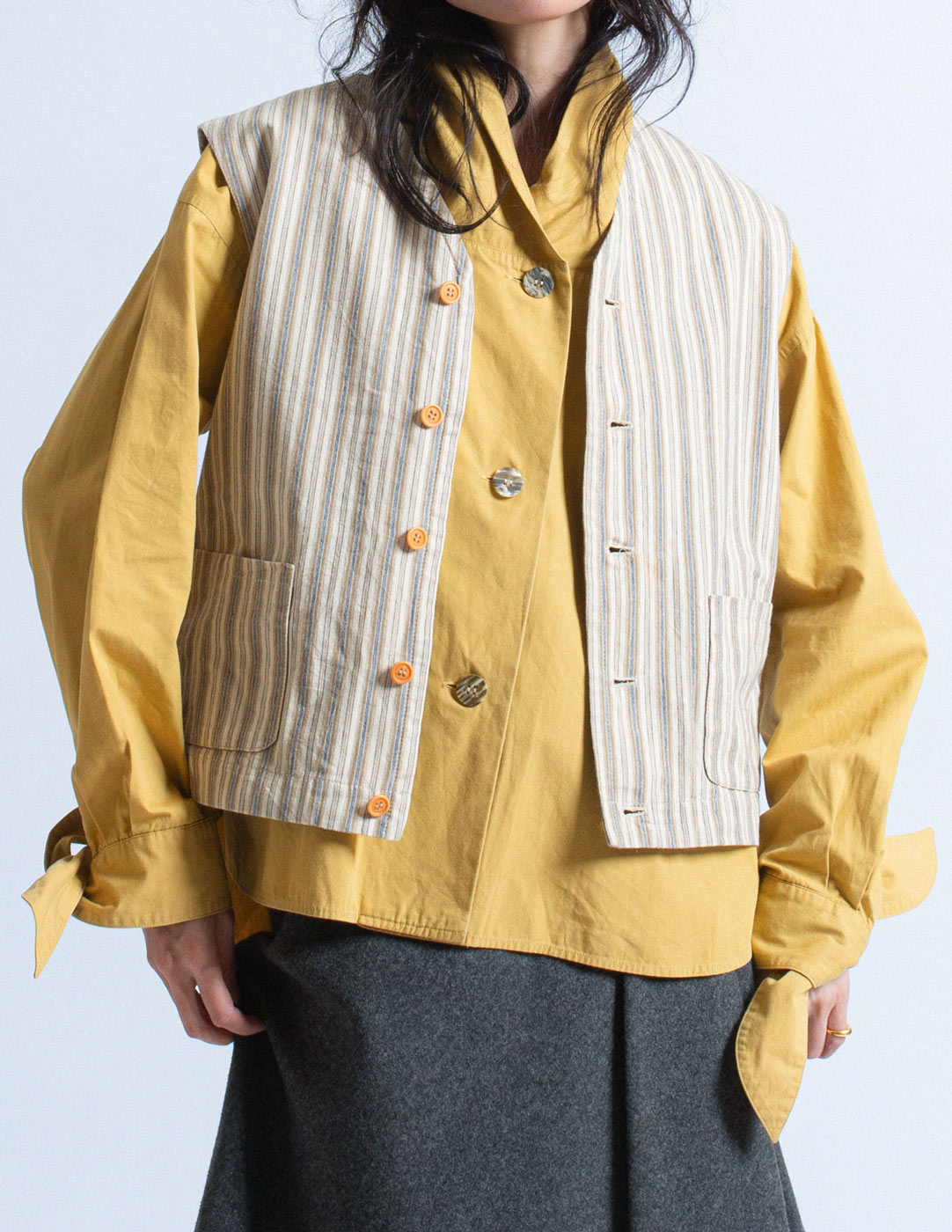 Romeo Gigli vintage striped cotton vest detail