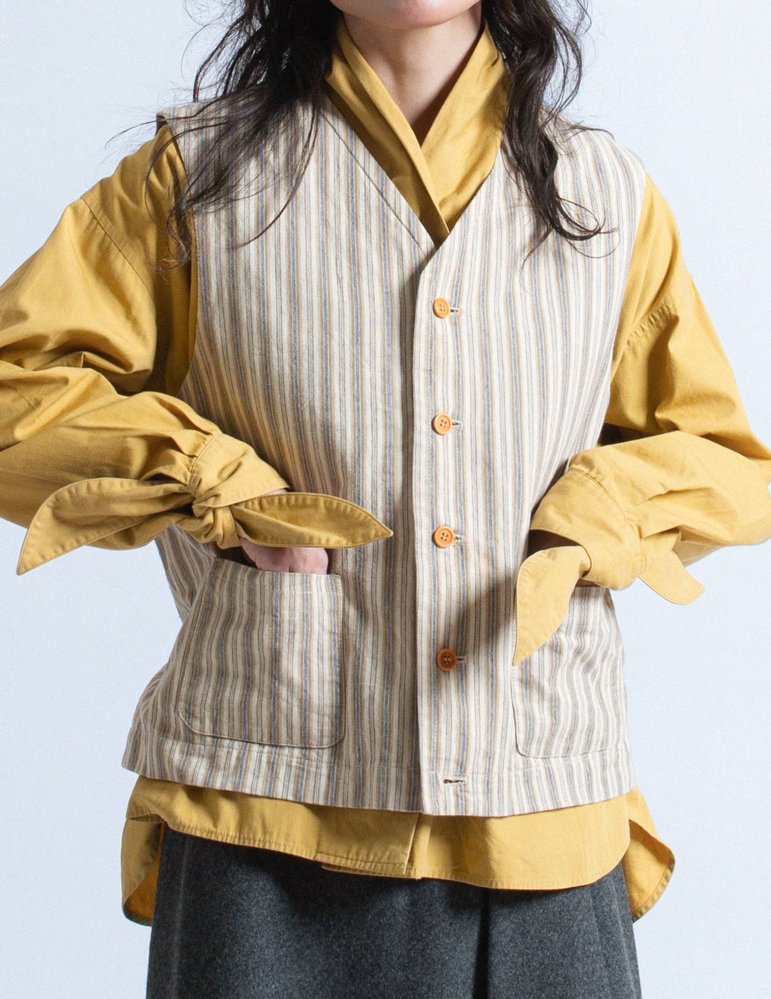 Romeo Gigli vintage striped cotton vest front detail