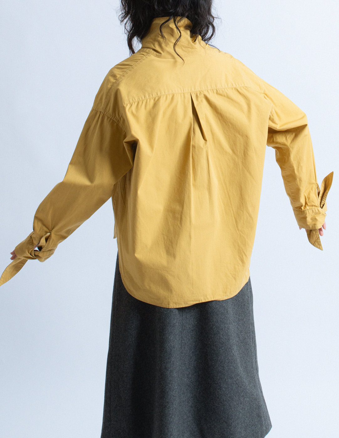 Romeo Gigli vintage mustard yellow cotton cocoon shirt back detail