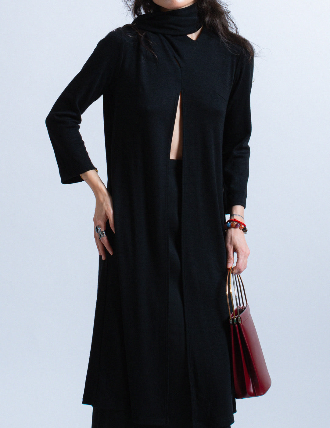 Sybilla vintage two-way wool dress with neck scarf front detail