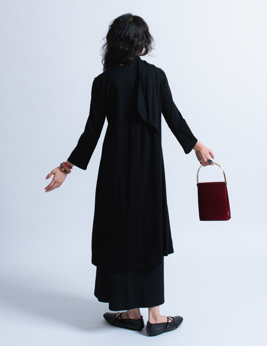 Sybilla vintage two-way wool dress with neck scarf back view