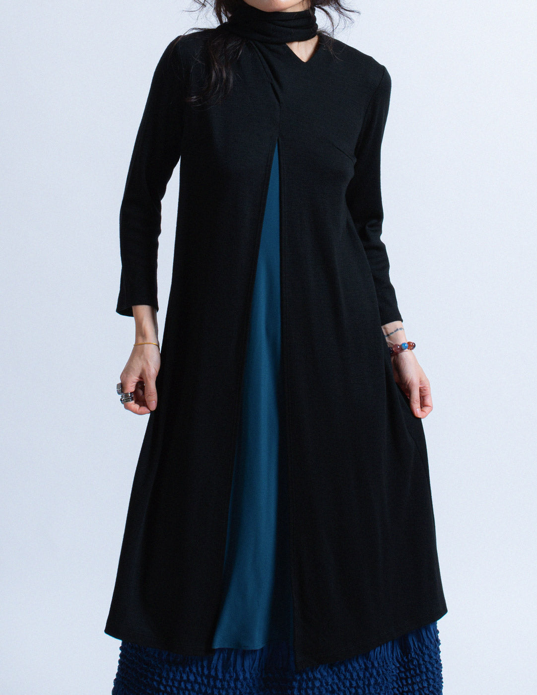 Sybilla vintage two-way wool dress with neck scarf detail