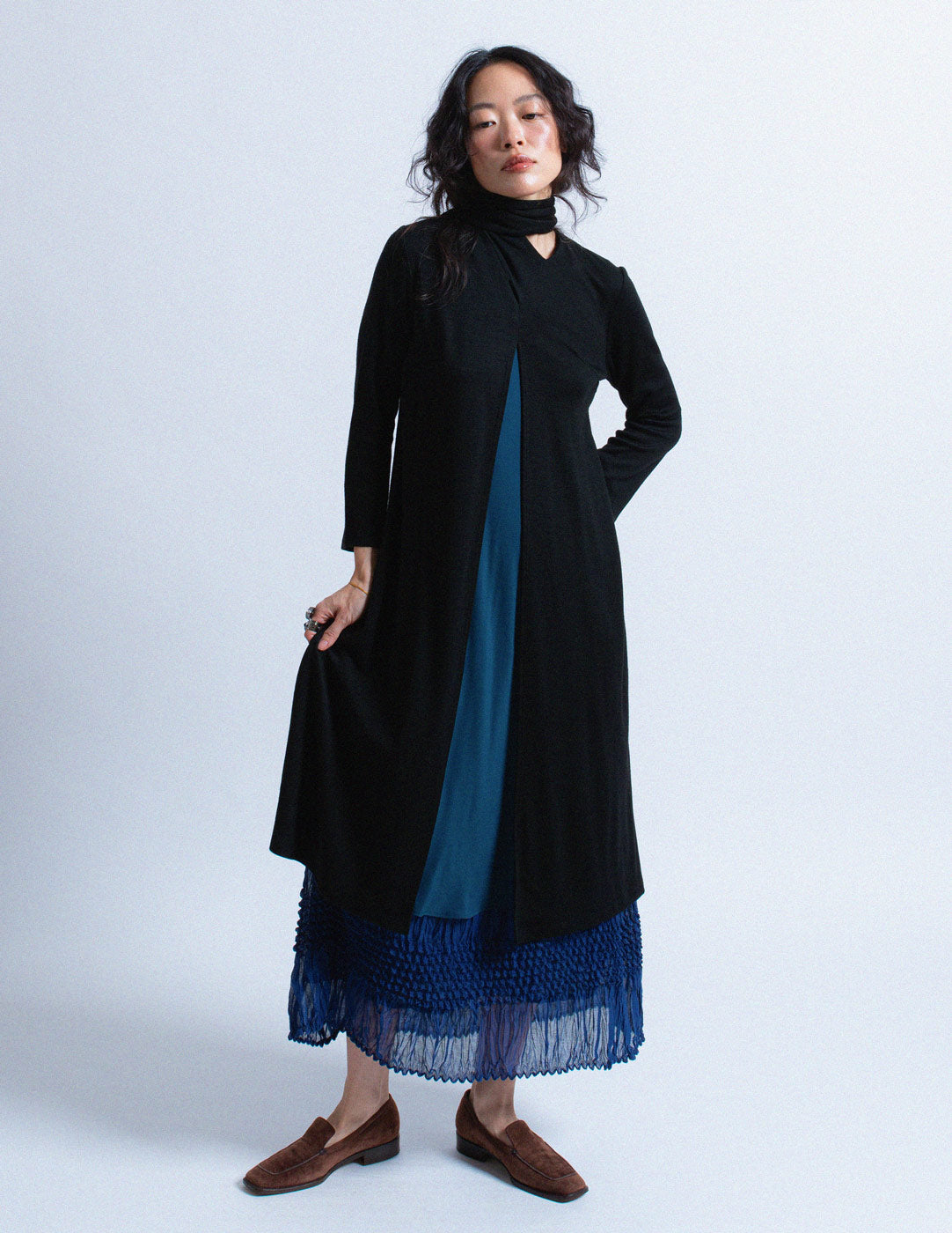 Sybilla vintage two-way wool dress with neck scarf