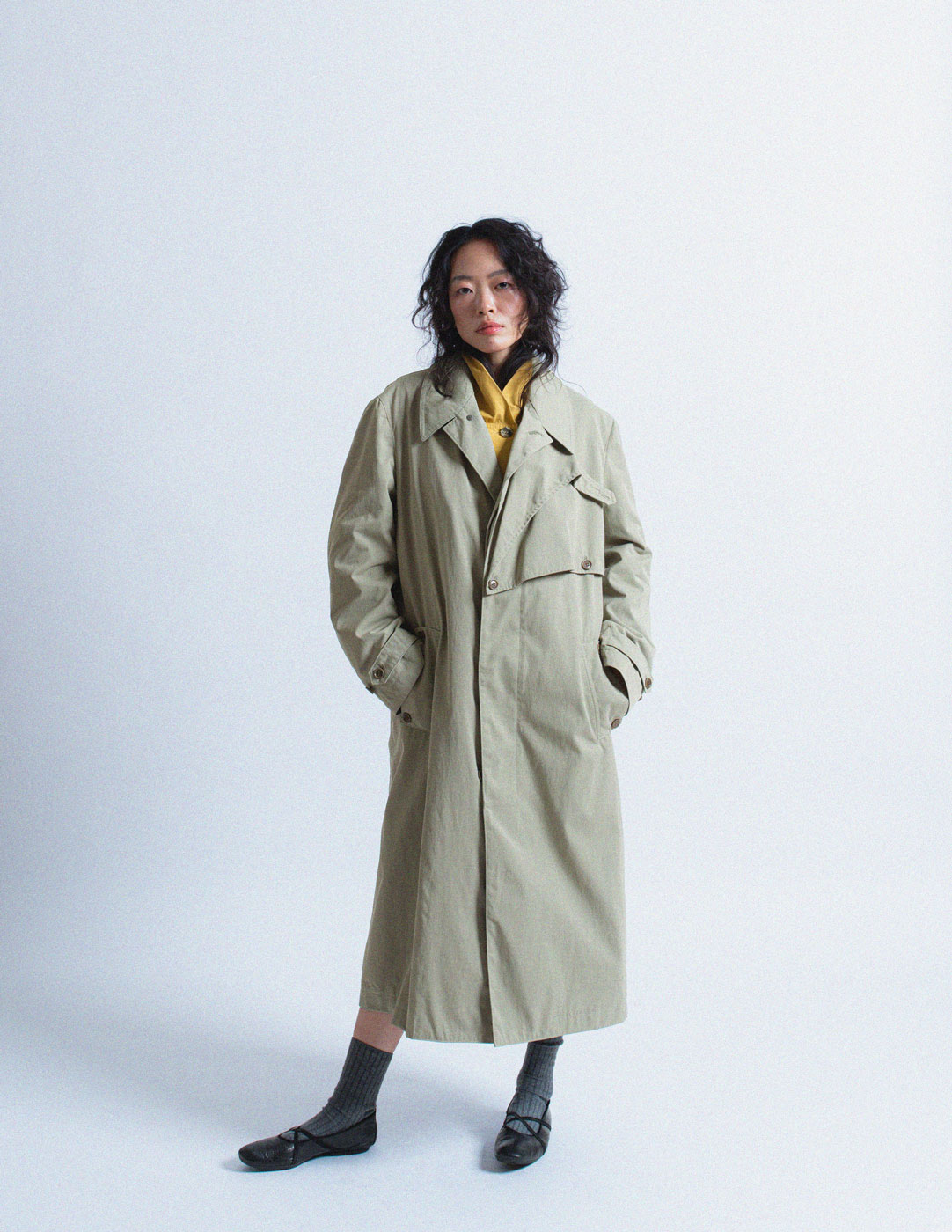 Y's khaki trench coat