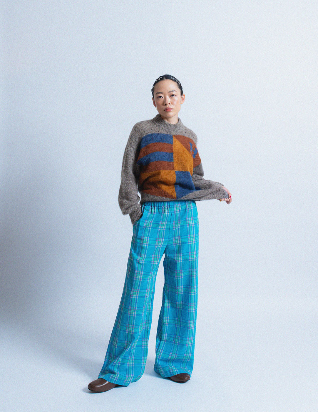 Comme des Garçons vintage blue plaid lounge pants