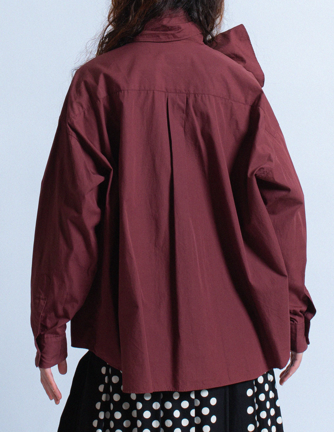 Romeo Gigli vintage burgundy cotton shirt with neck scarf back detail