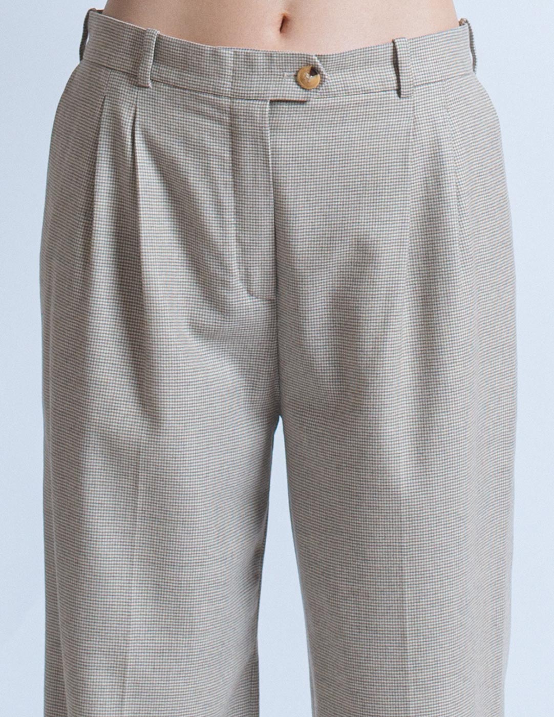 Hermès vintage light gray houndstooth wool trousers detail