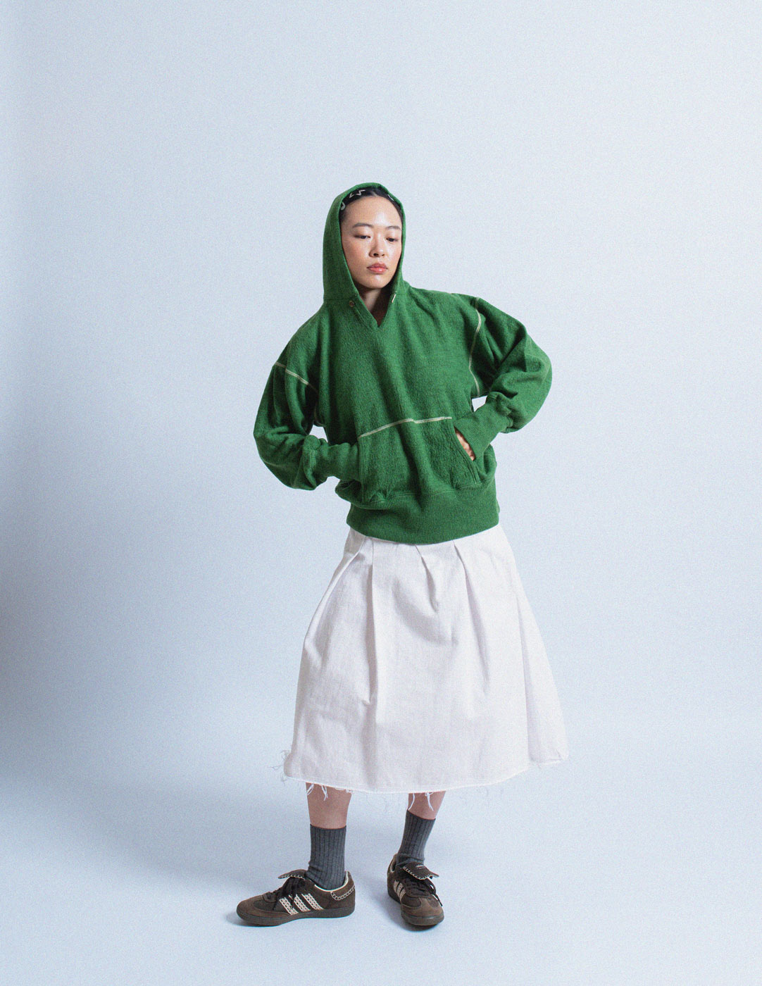 Kapital green wool hoodie