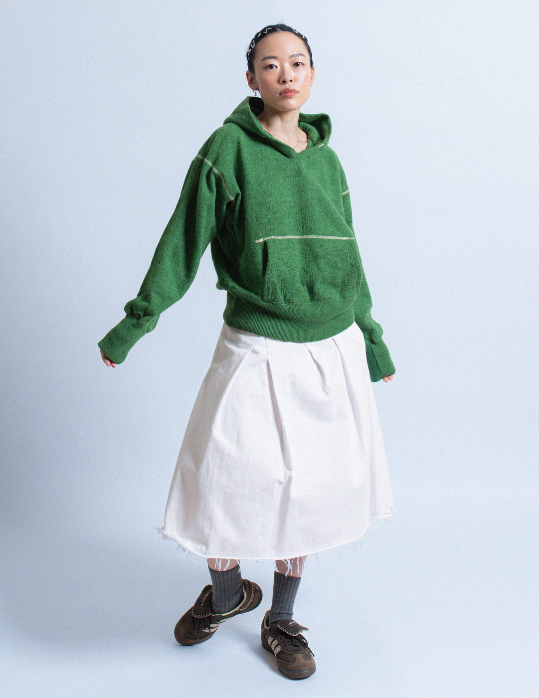 Kapital green wool hoodie