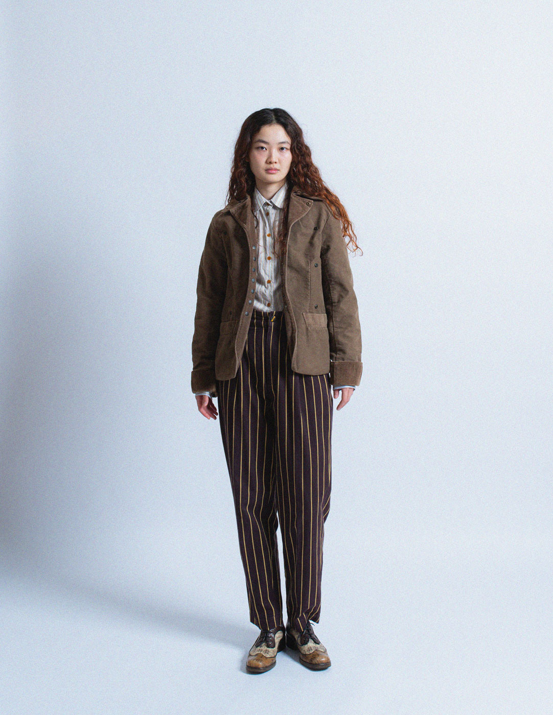 Issey Miyake vintage striped high waisted cotton trousers