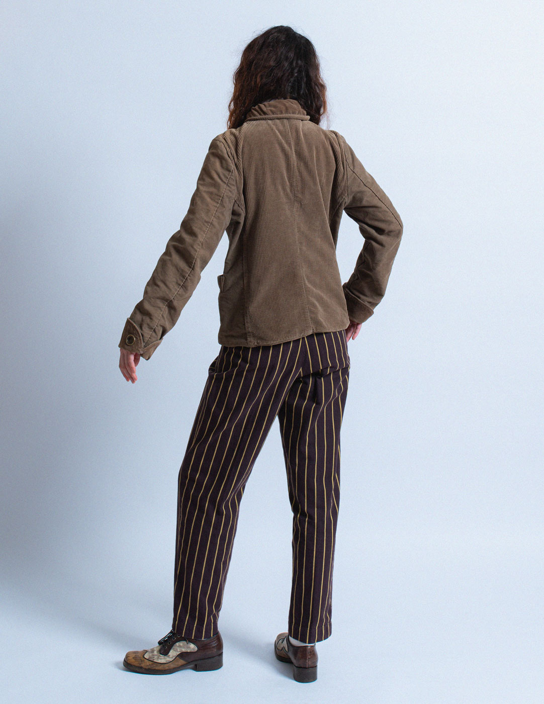 Kapital reversible khaki velvet cotton corduroy jacket back view