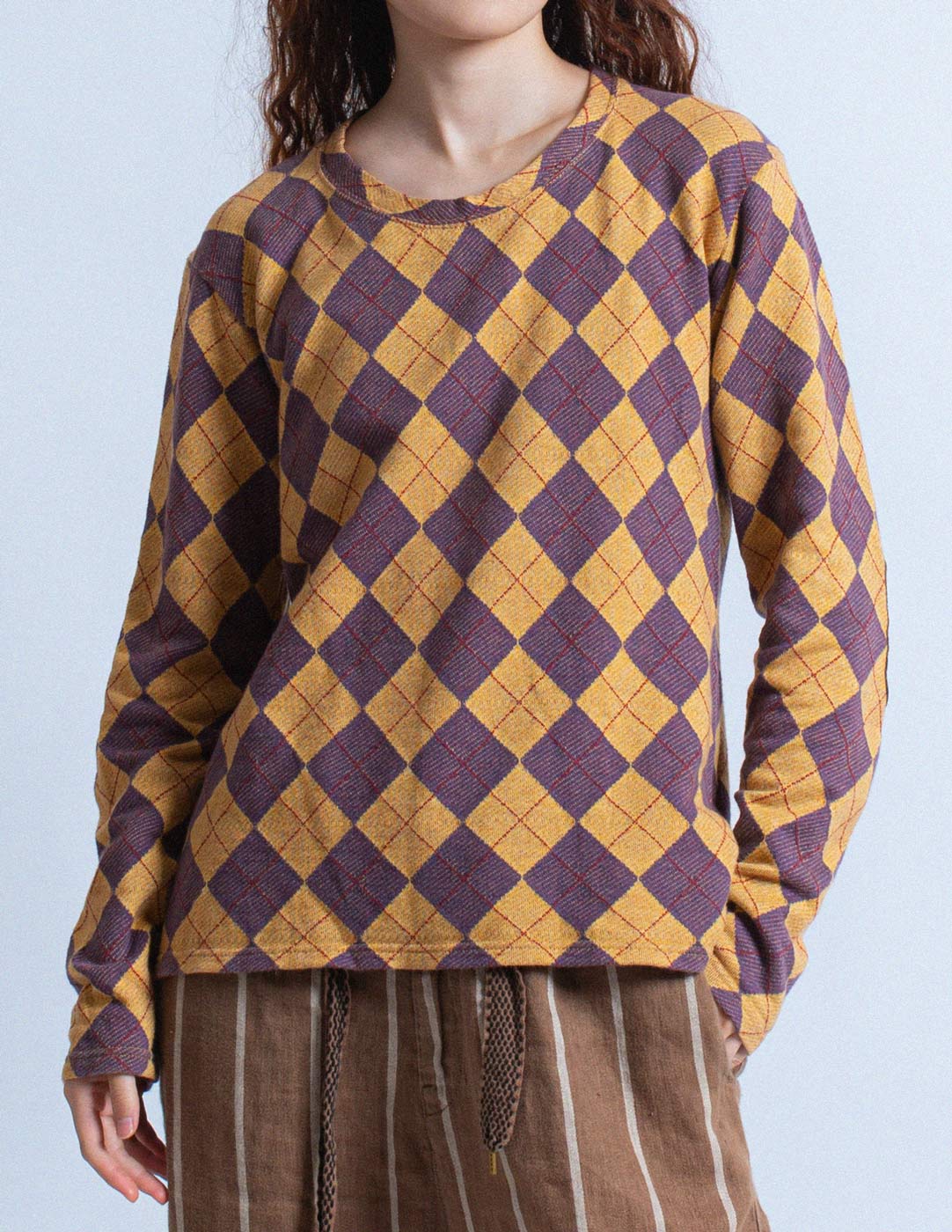 Kapital argyle patterned cotton top front detail