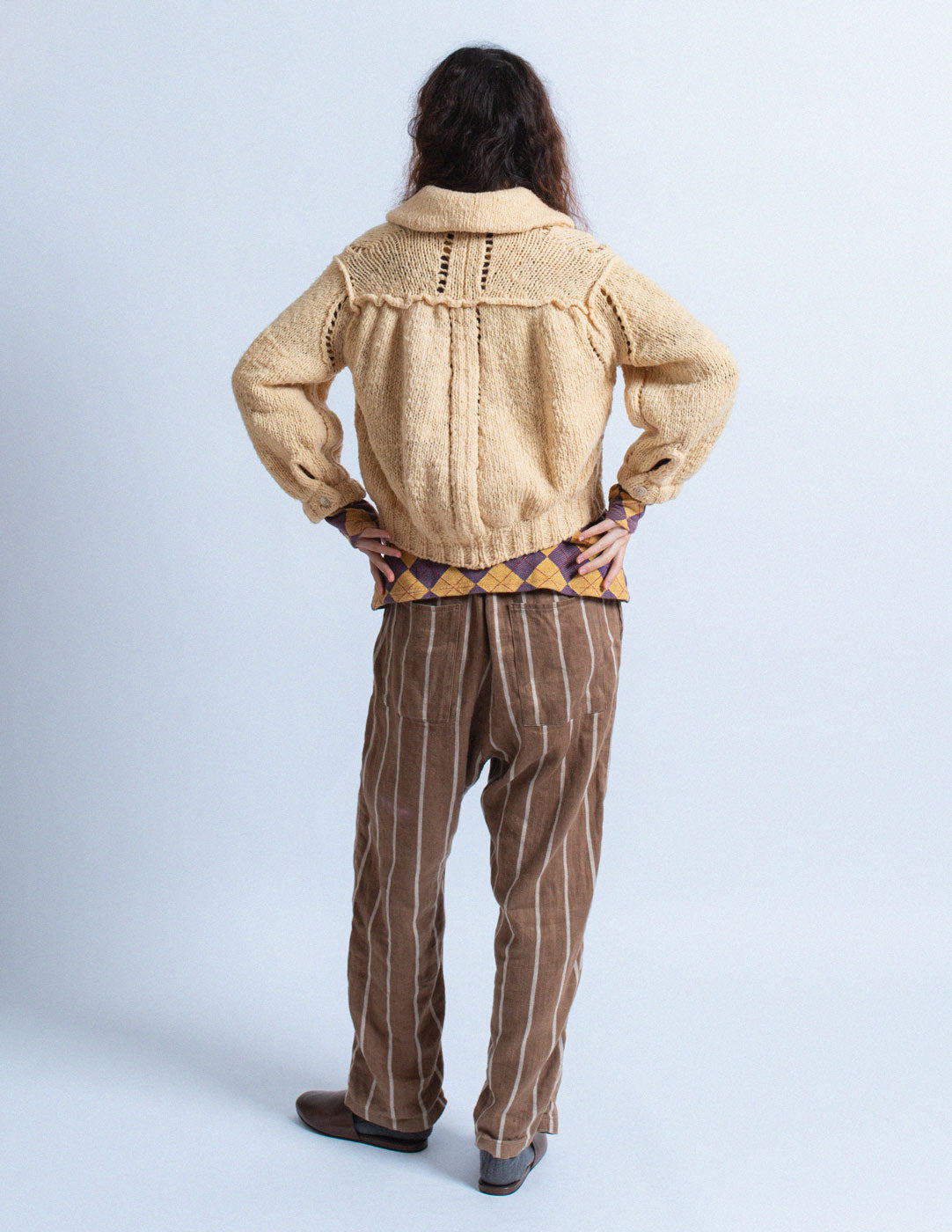 Comme des Garçons vintage cream wool cropped cardigan back view