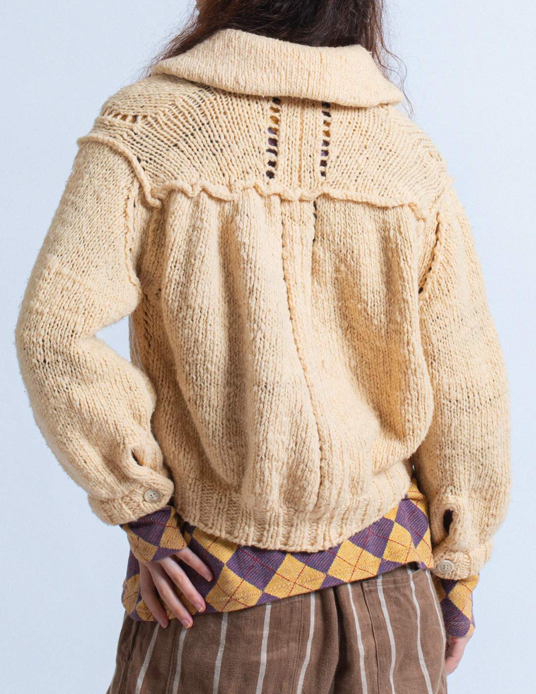 Comme des Garçons vintage cream wool cropped cardigan back detail