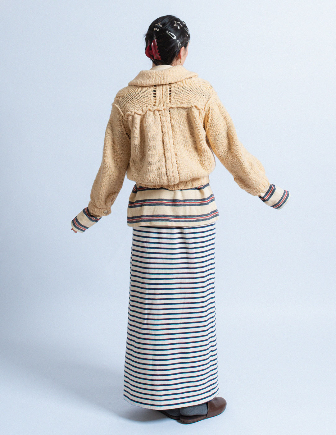 Comme des Garçons vintage cream wool cropped cardigan back view