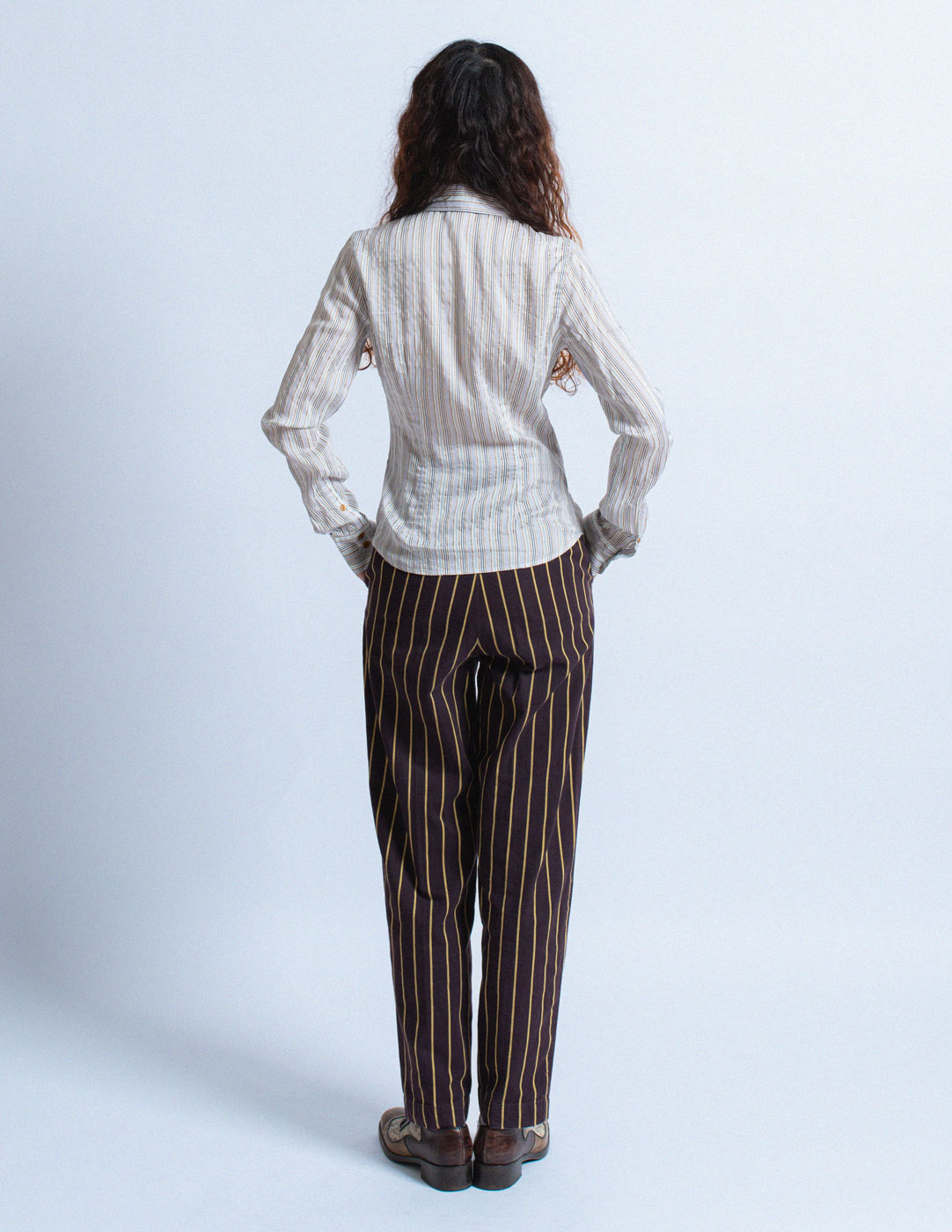 Vivienne Westwood pinstriped silk shirt back view