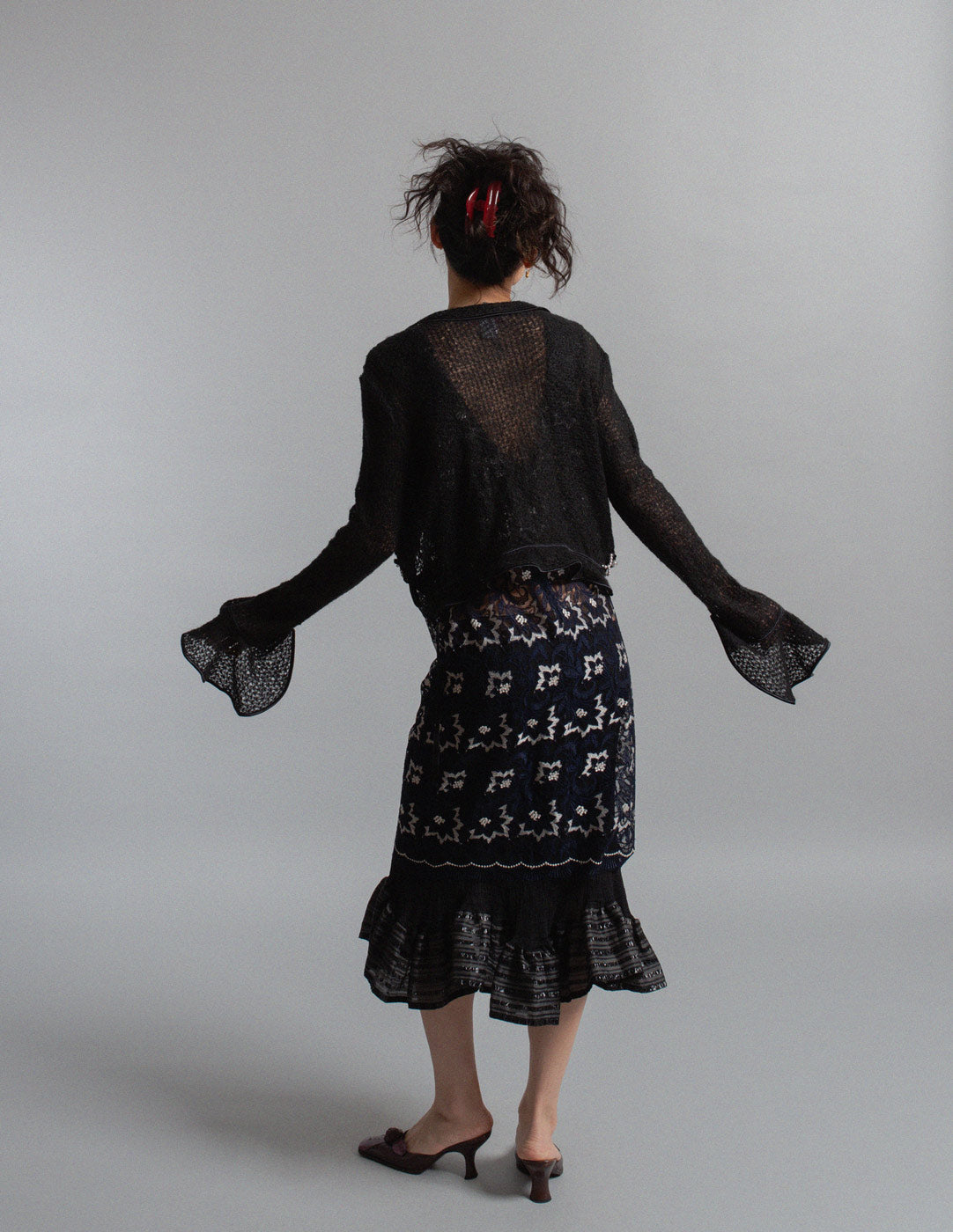 Blumarine vintage pearl-embellished mohair knit cardigan back view