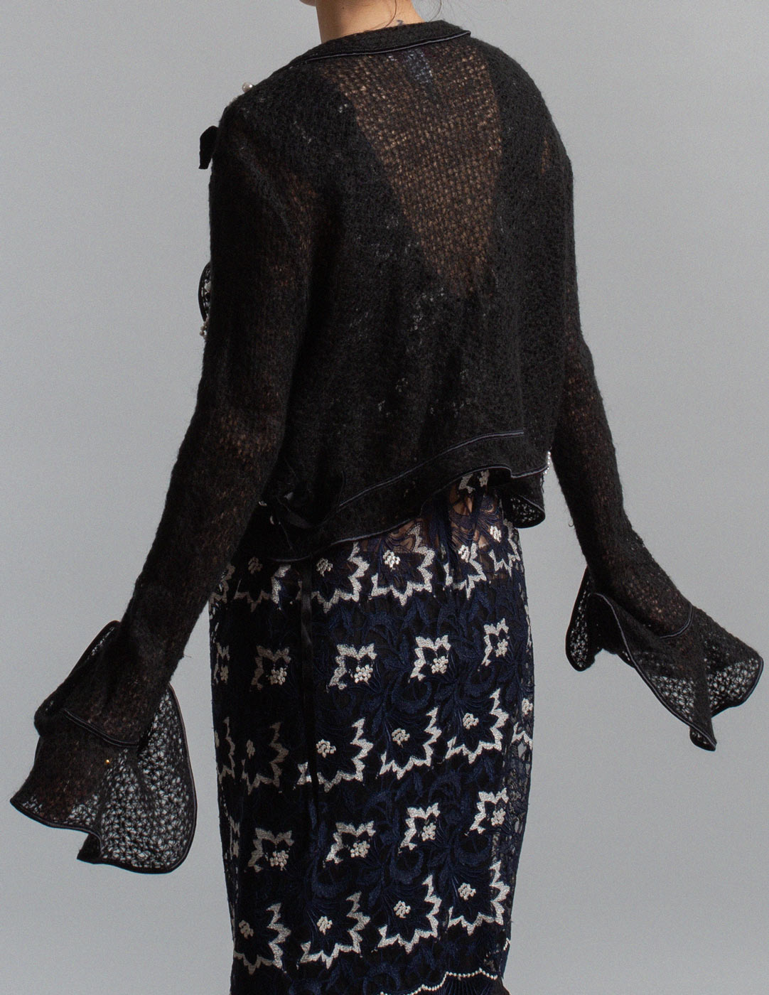 Blumarine vintage pearl-embellished mohair knit cardigan back detail