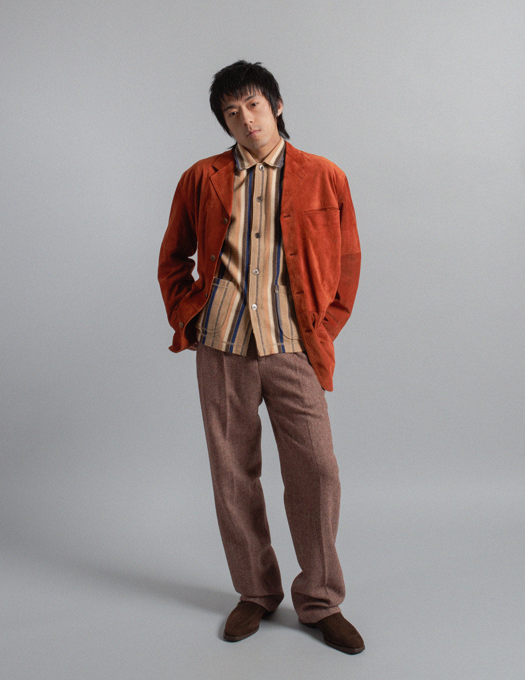 Comme des Garçons Homme vintage neutral striped wool cardigan