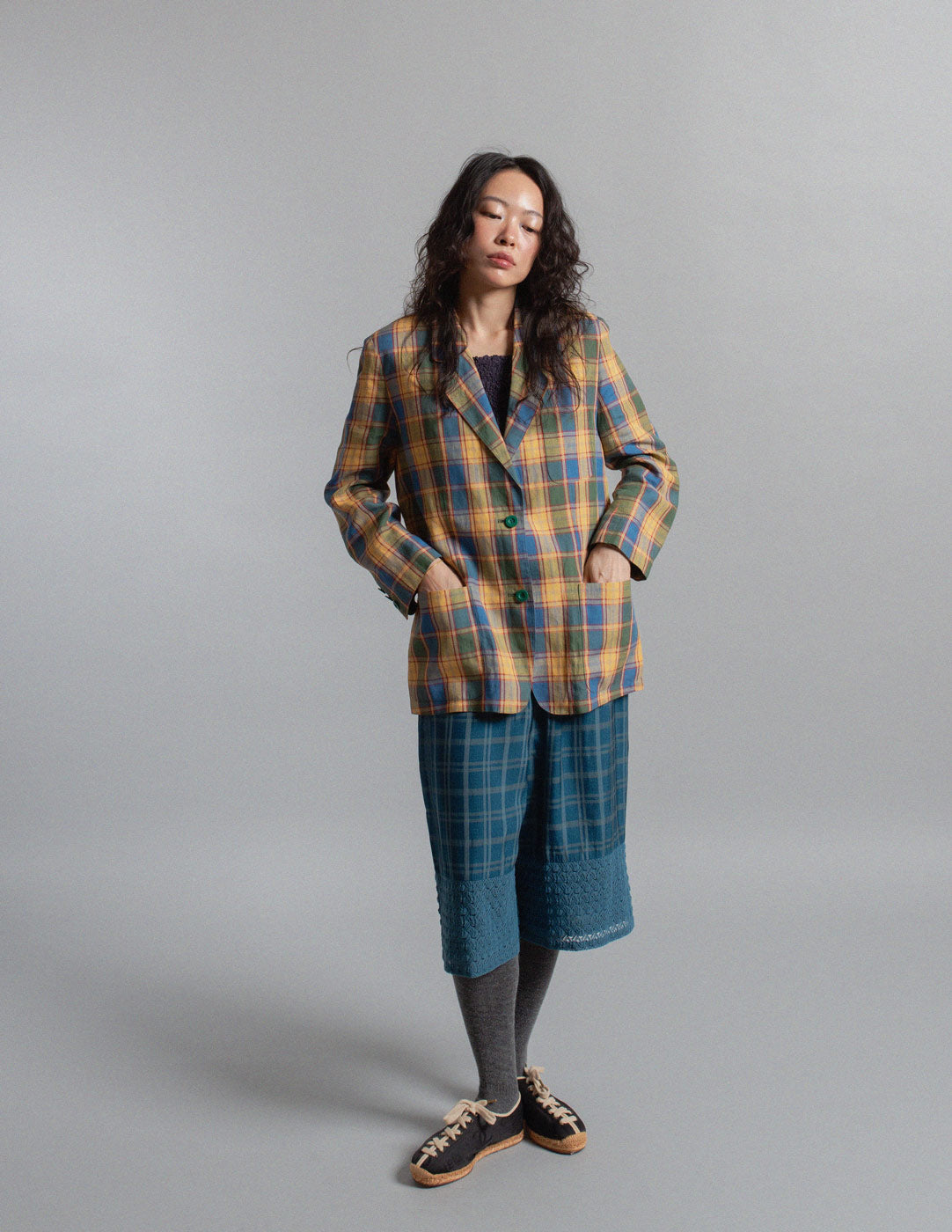 Christian Dior vintage plaid linen blazer