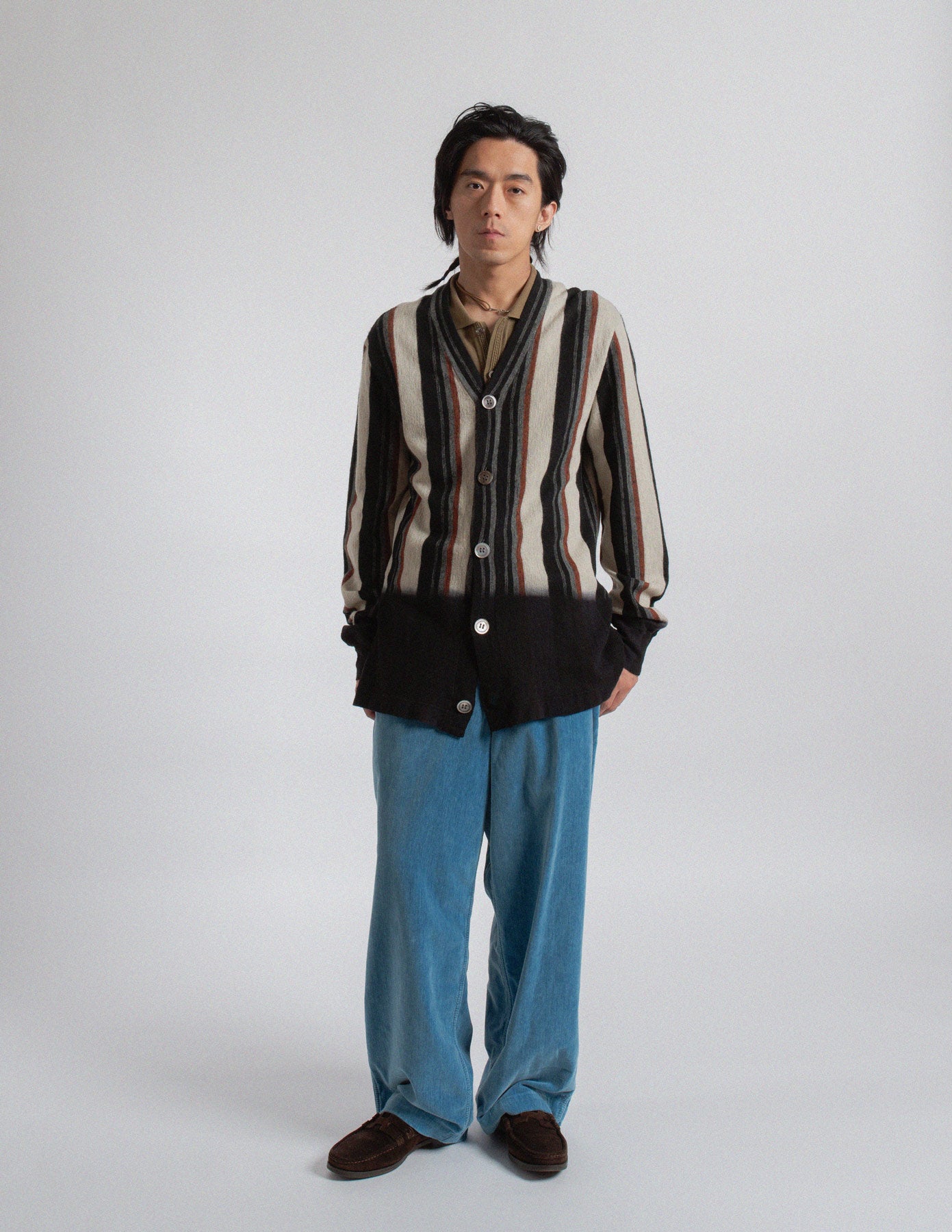 Comme des Garçons Homme vertical striped wool cardigan