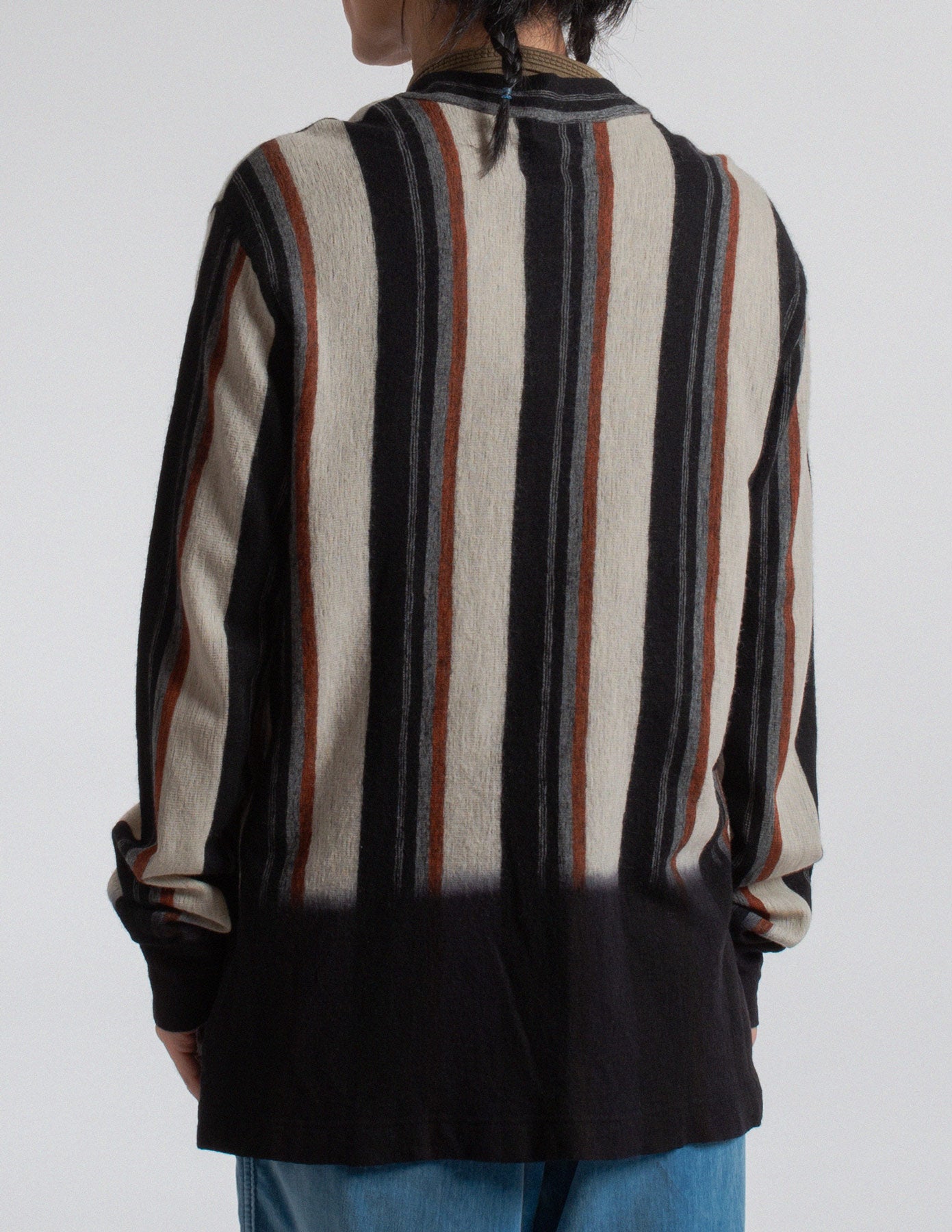 Comme des Garçons Homme vertical striped wool cardigan back detail