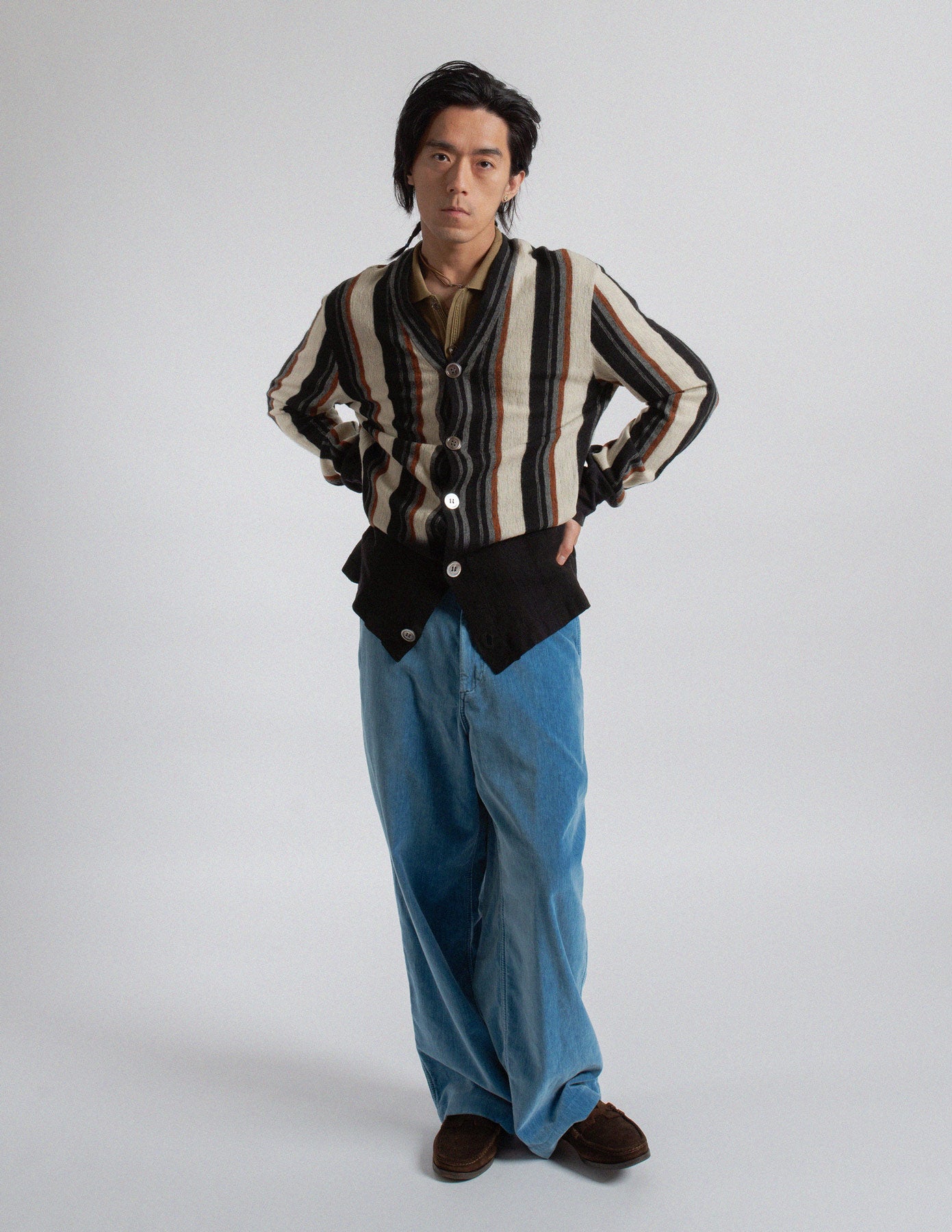 Comme des Garçons Homme vertical striped wool cardigan