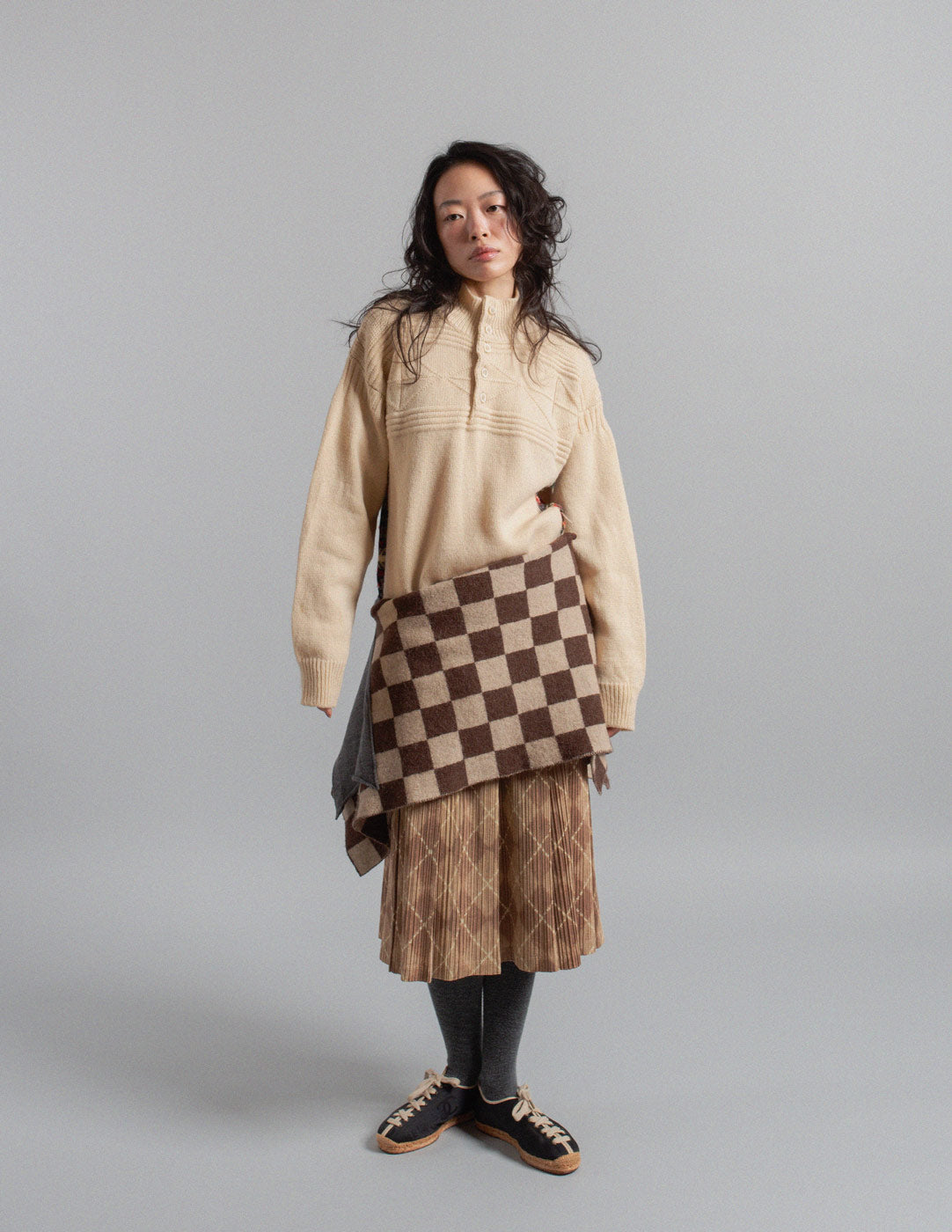 Comme des Garçons vintage multi-way wool check transformable cardigan