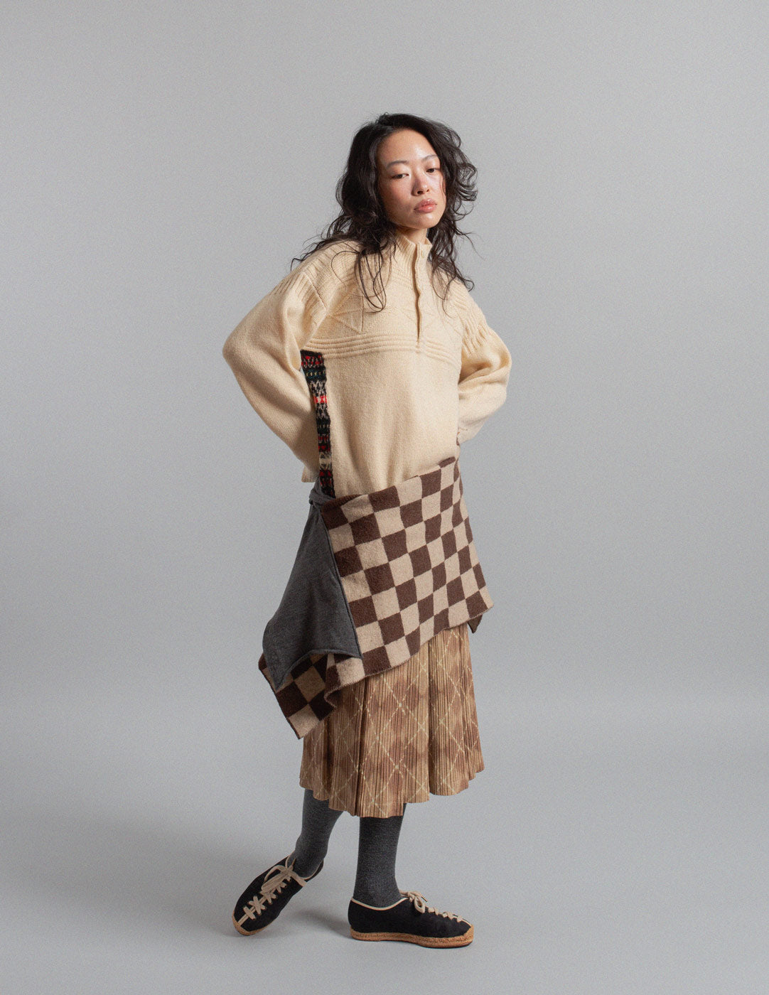 Comme des Garçons Homme vintage patchwork Fair Isle panel wool sweater