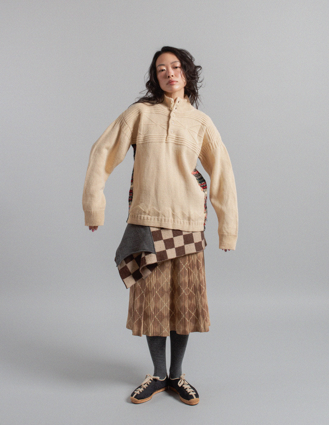 Comme des Garçons Homme vintage patchwork Fair Isle panel wool sweater