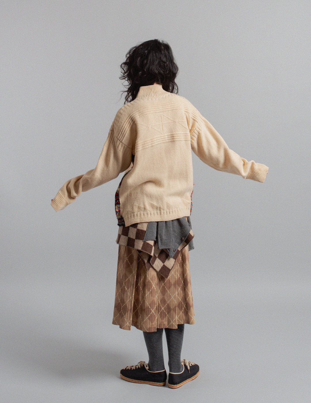 Comme des Garçons Homme vintage patchwork Fair Isle panel wool sweater back view