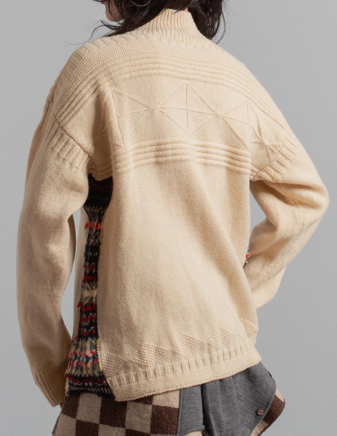 Comme des Garçons Homme vintage patchwork Fair Isle panel wool sweater back detail