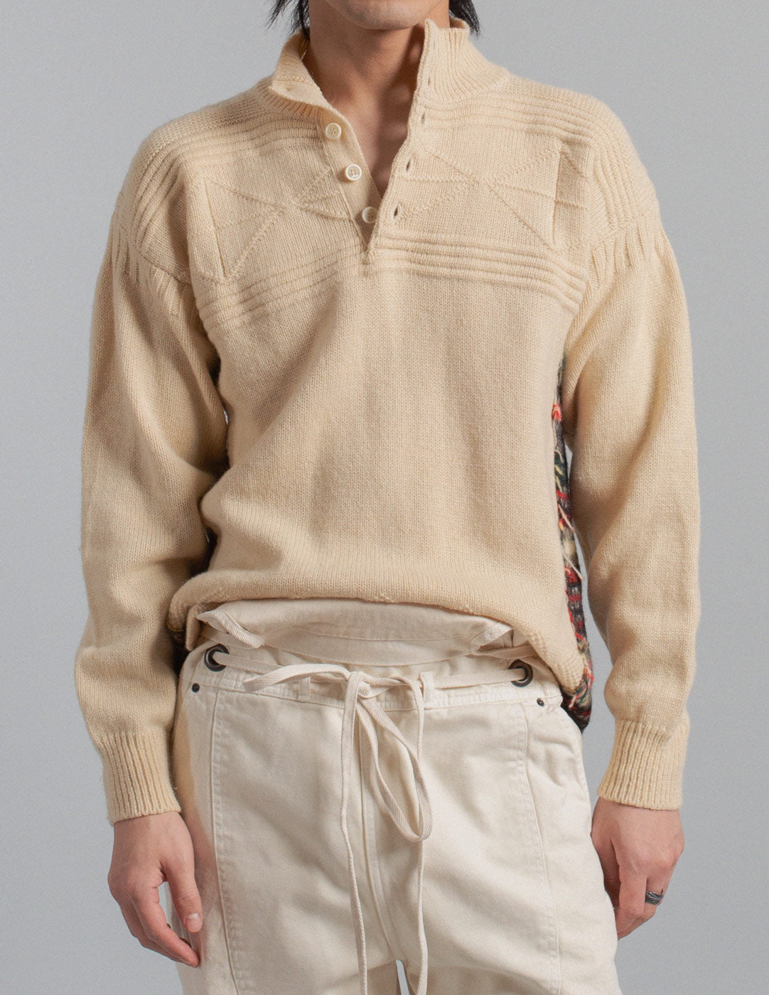 Comme des Garçons Homme vintage patchwork Fair Isle panel wool sweater