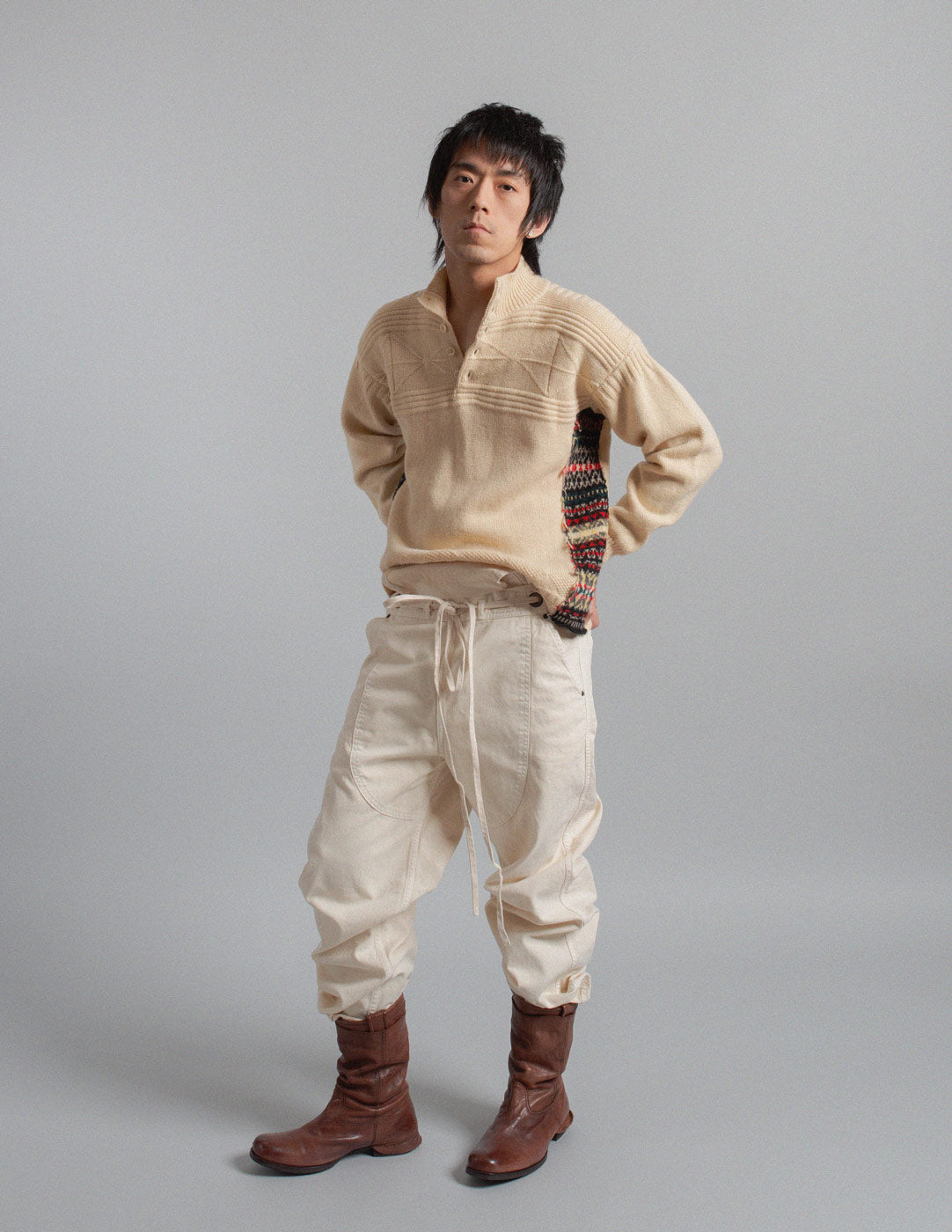 Comme des Garçons Homme vintage patchwork Fair Isle panel wool sweater