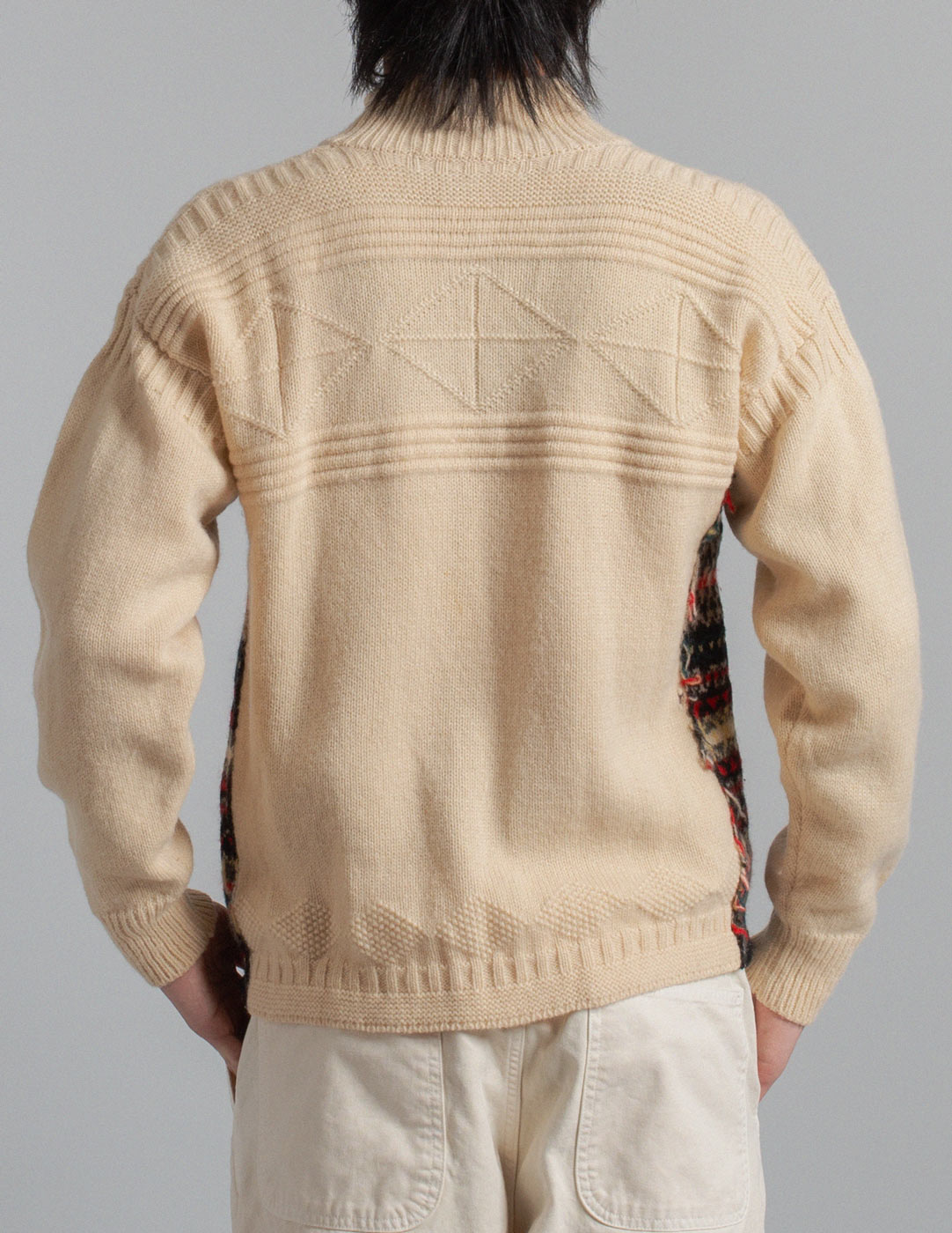 Comme des Garçons Homme vintage patchwork Fair Isle panel wool sweater back detail