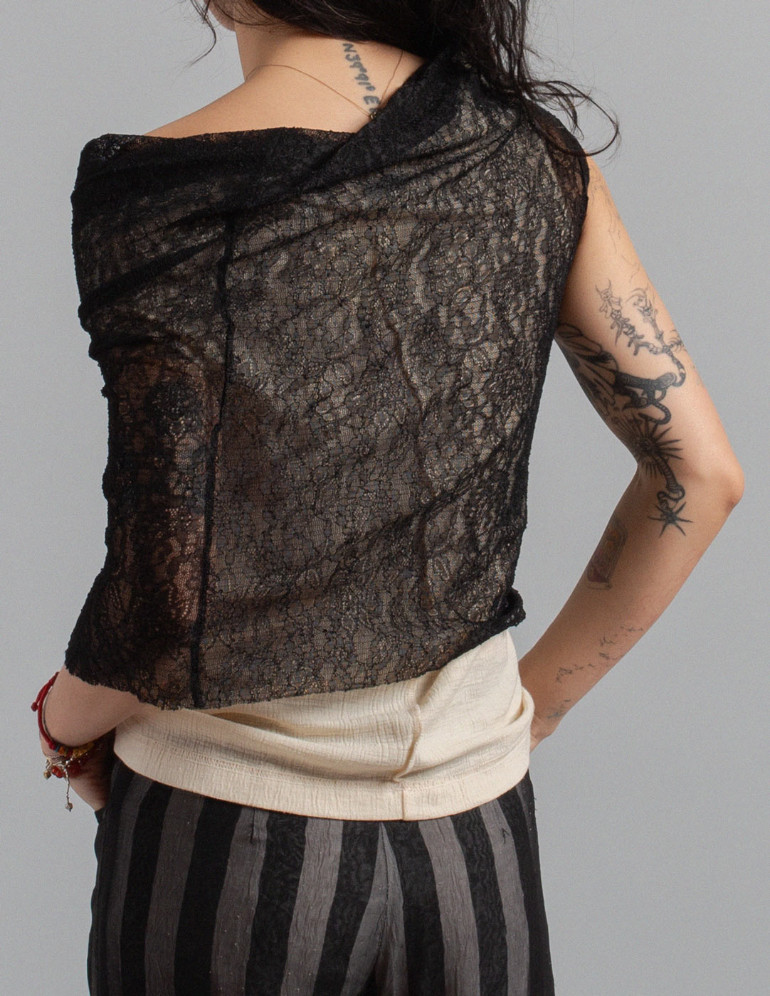 Junya Watanabe vintage asymmetrical layered lace top back detail