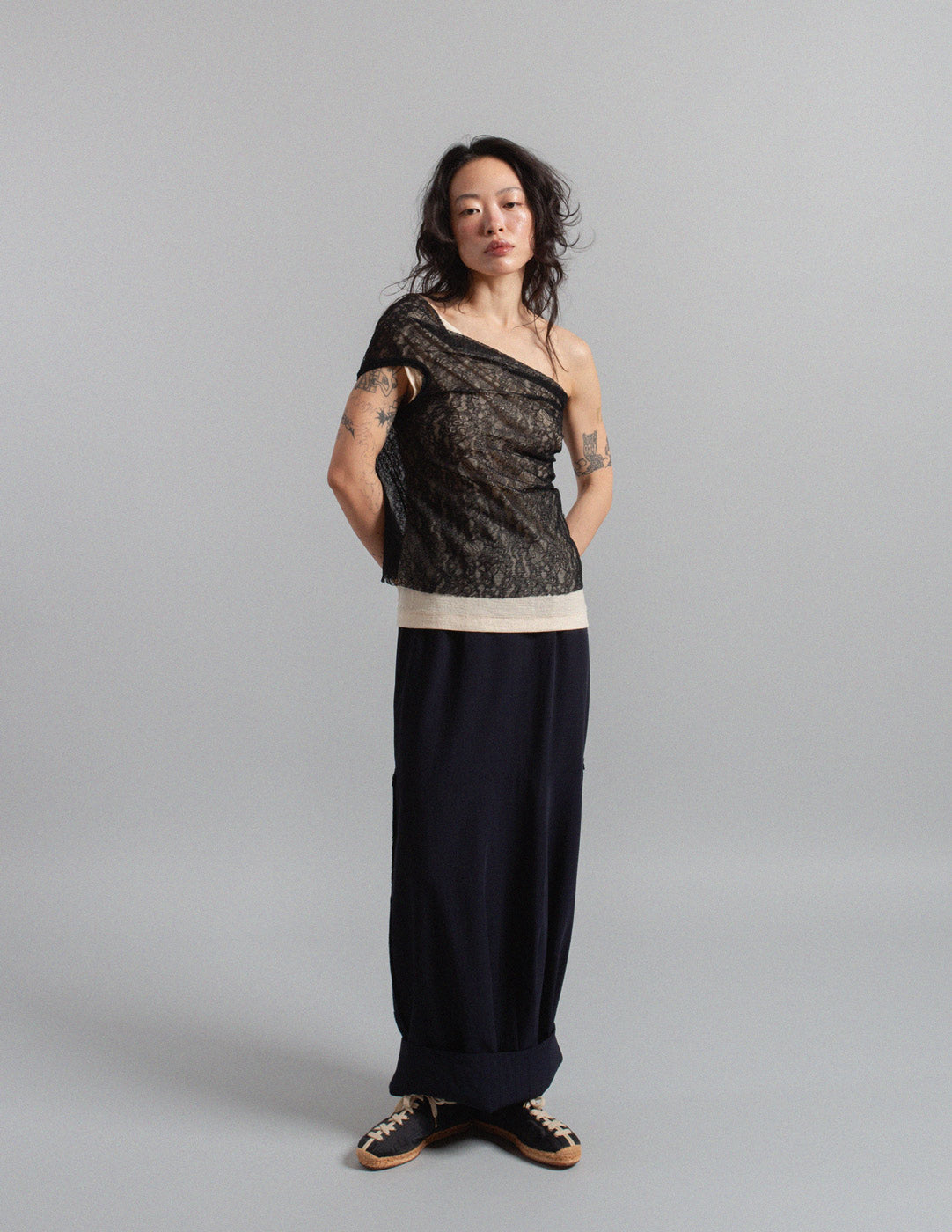 Junya Watanabe vintage asymmetrical layered lace top