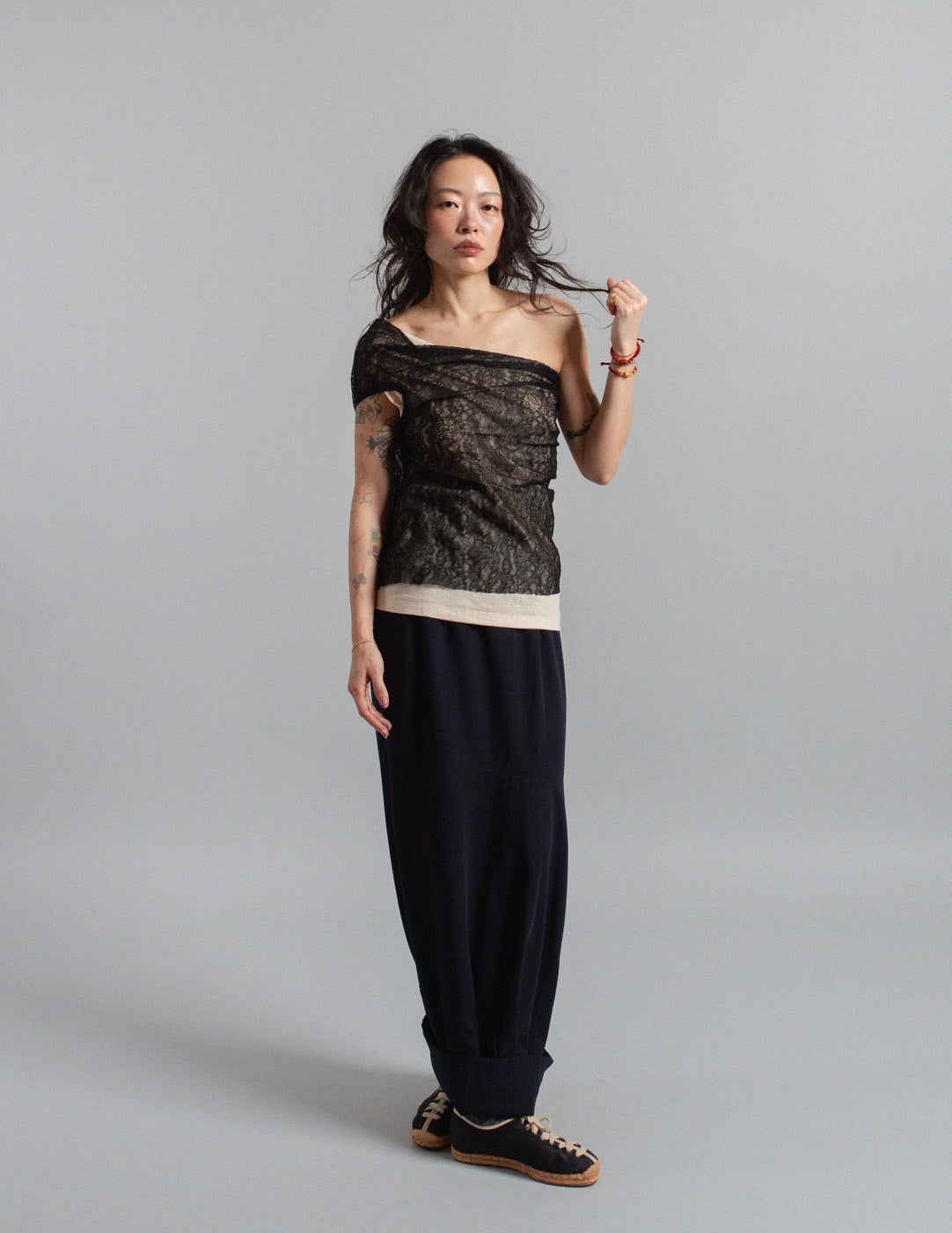 Junya Watanabe vintage asymmetrical layered lace top
