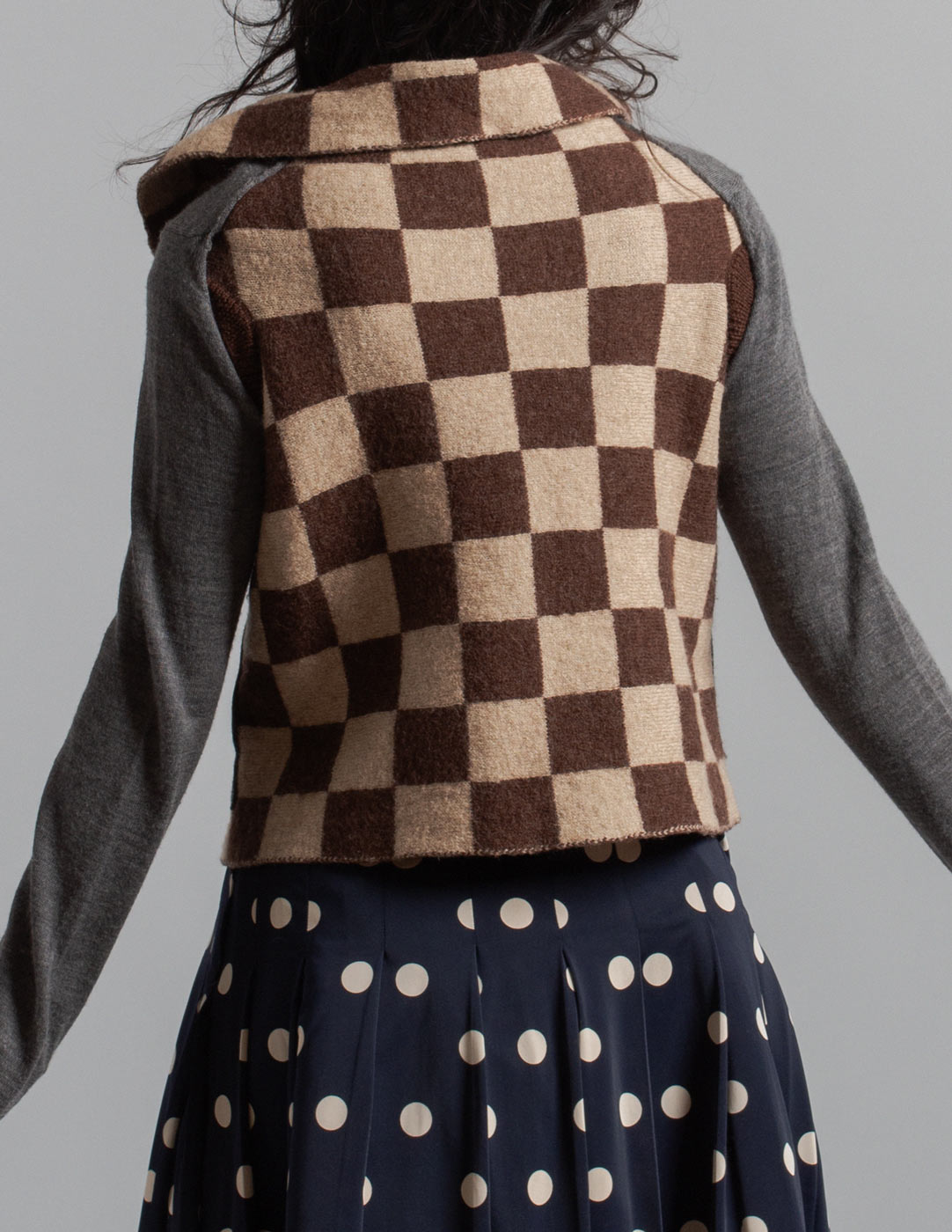 Comme des Garçons vintage multi-way wool check transformable cardigan back detail