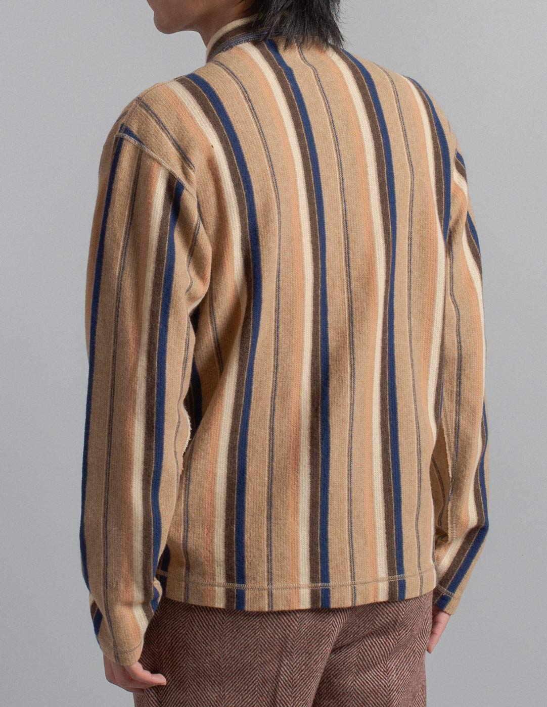 Comme des Garçons Homme vintage neutral striped wool cardigan back detail