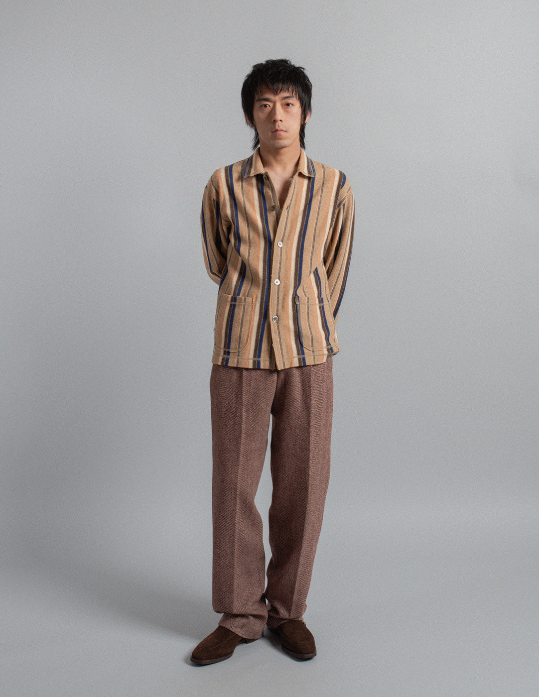 Comme des Garçons Homme vintage neutral striped wool cardigan