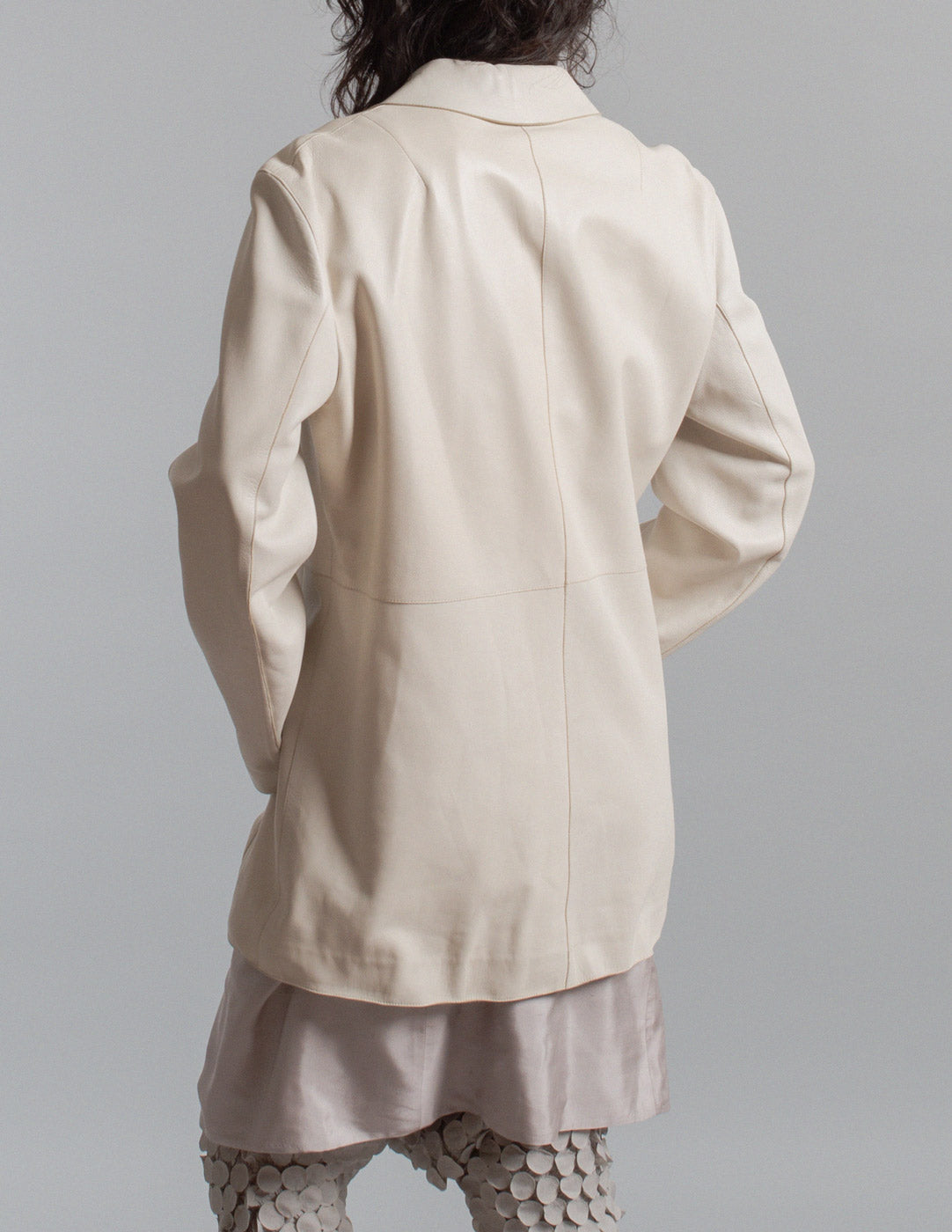 Donna Karan vintage ivory lambskin zip jacket back detail