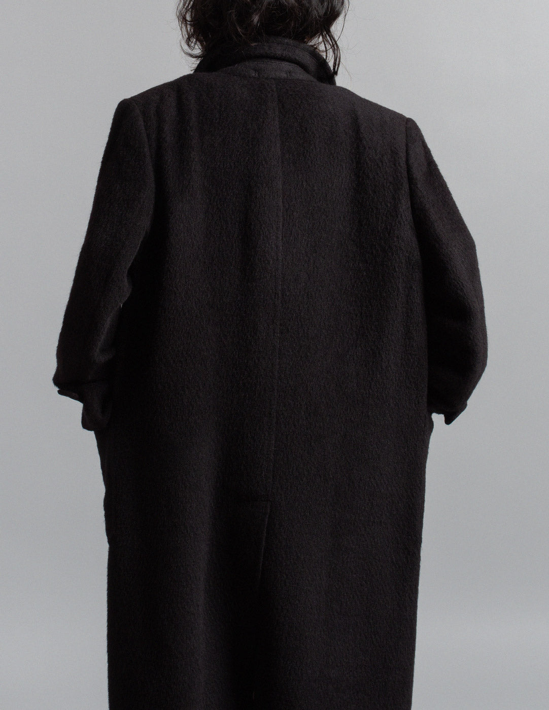 Gianfranco Ferré vintage black brushed wool coat back detail