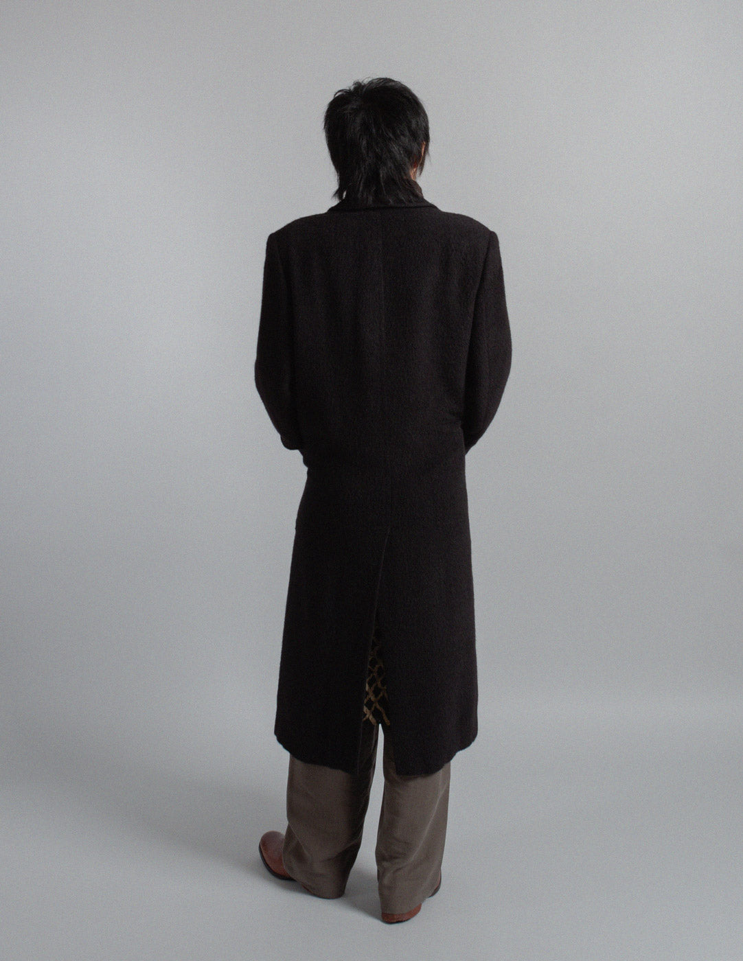 Gianfranco Ferré vintage black brushed wool coat back view